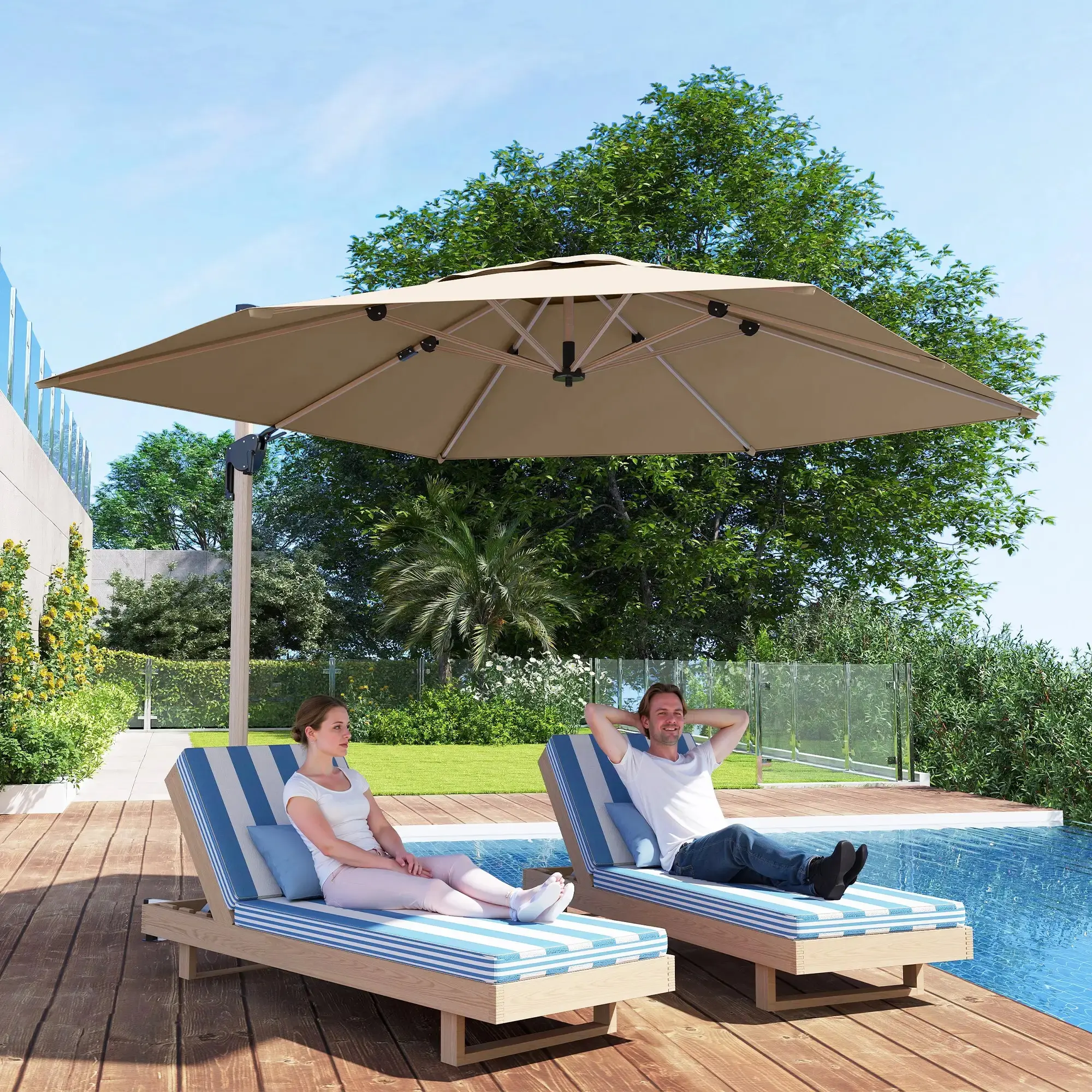 Зонт от солнца Outsunny 84D-339V00KK (Khaki) - 8