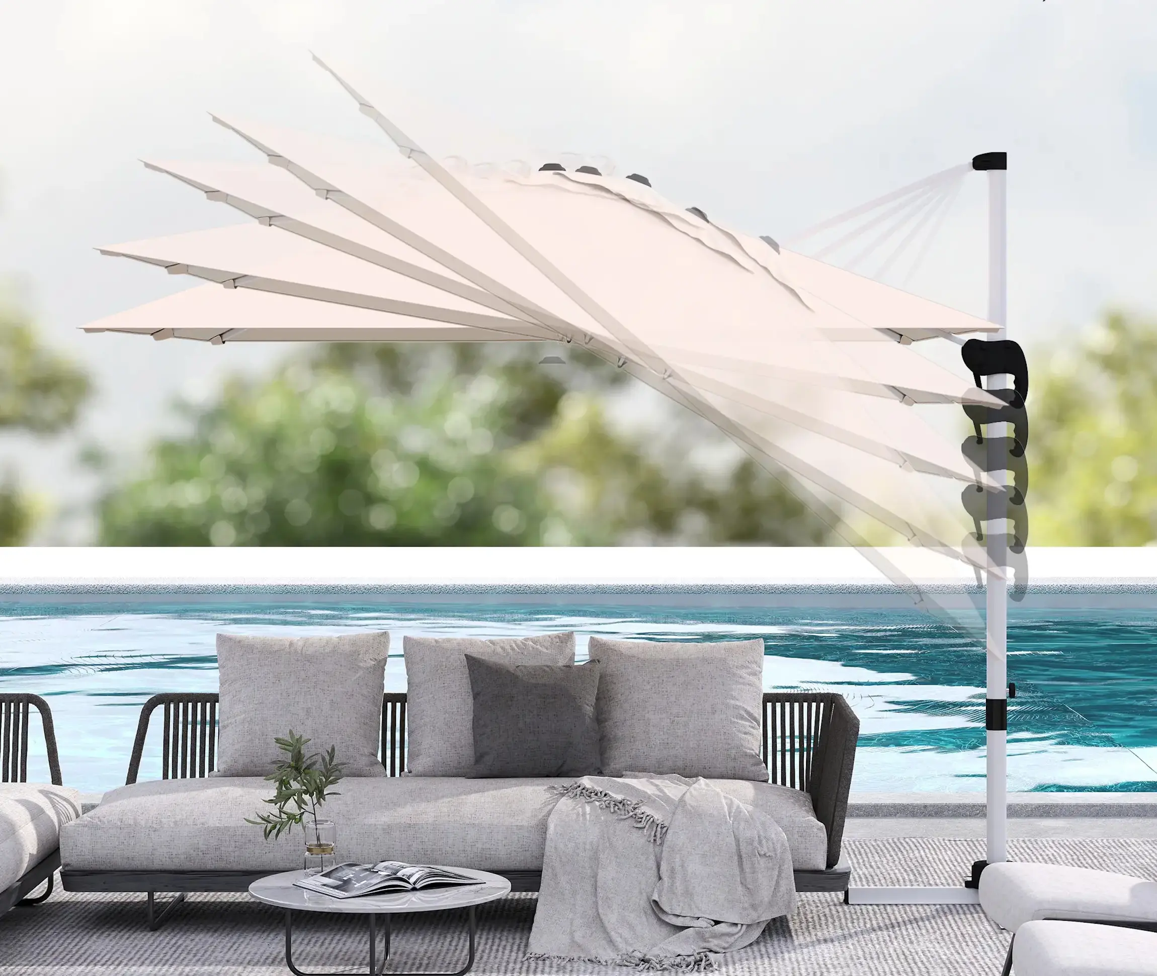 Umbrela de soare Outsunny 84D-340V00TN (Khaki) - 2