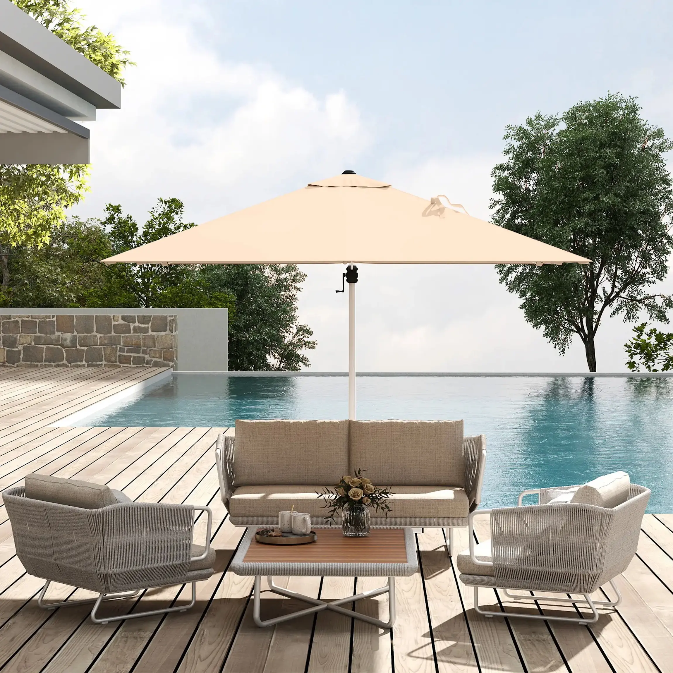 Umbrela de soare Outsunny 84D-340V00TN (Khaki) - 3