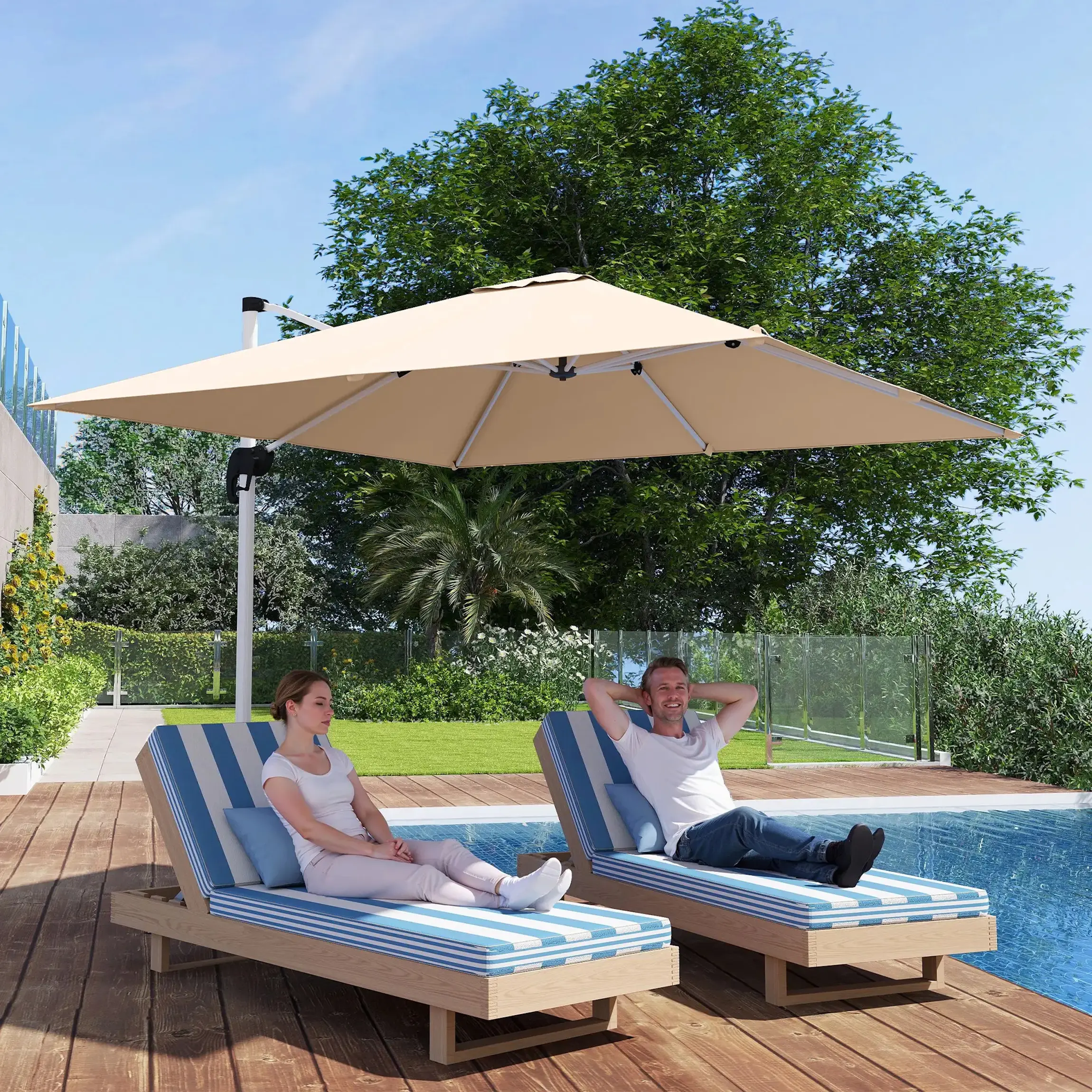 Umbrela de soare Outsunny 84D-340V00TN (Khaki) - 4