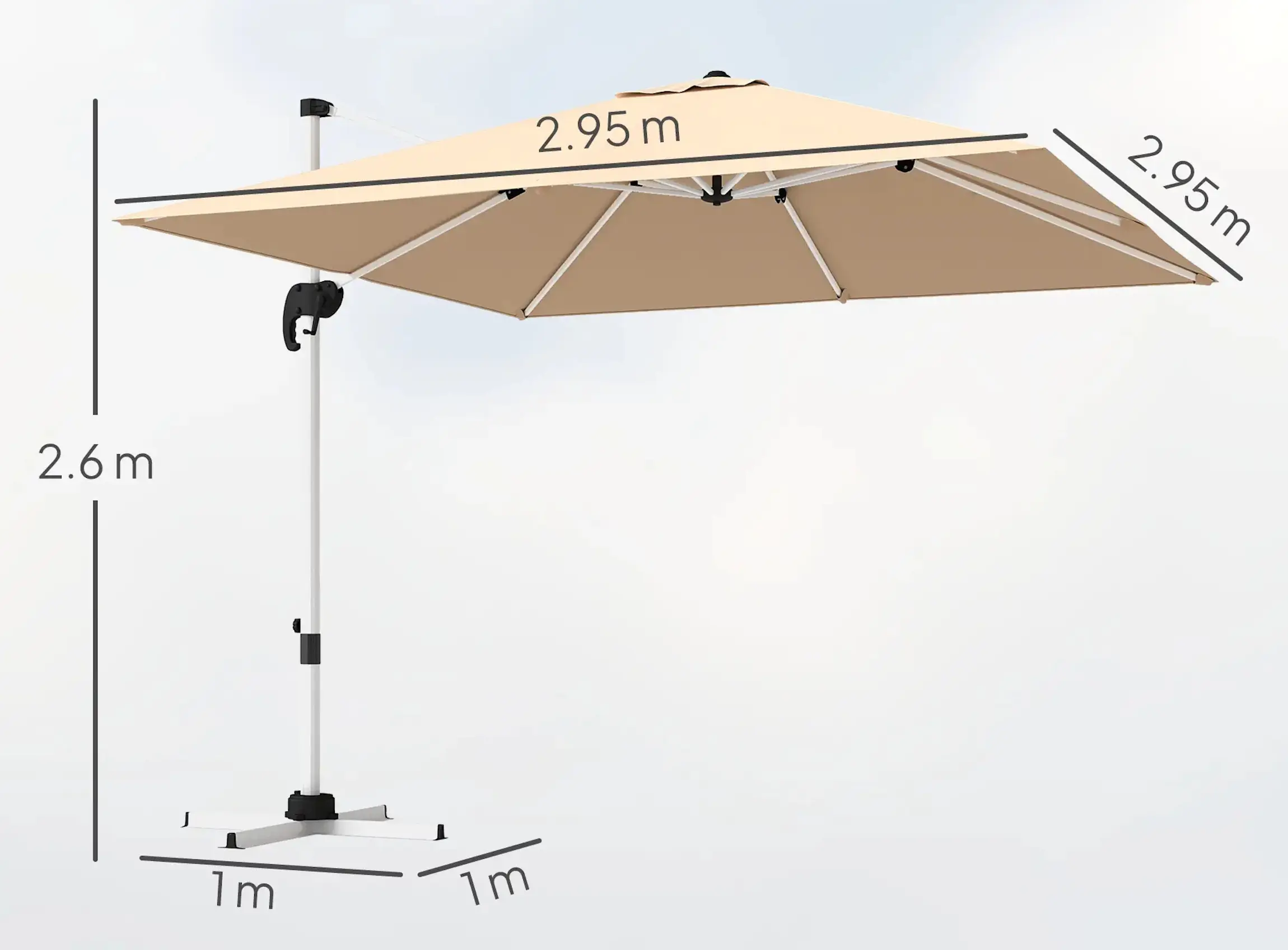 Umbrela de soare Outsunny 84D-340V00TN (Khaki) - 5