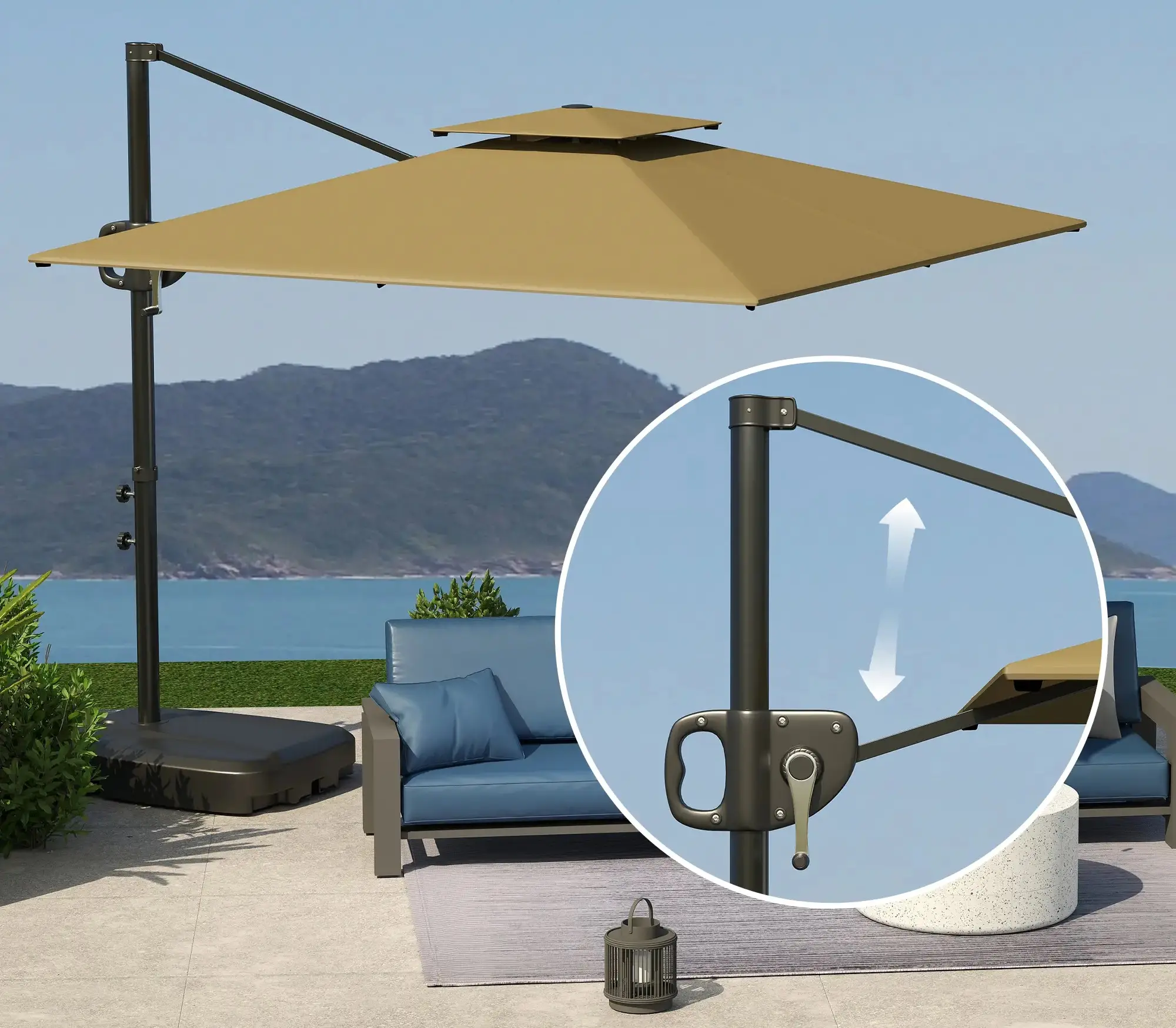 Зонт от солнца Outsunny 84D-341V00KK (Khaki) - 6