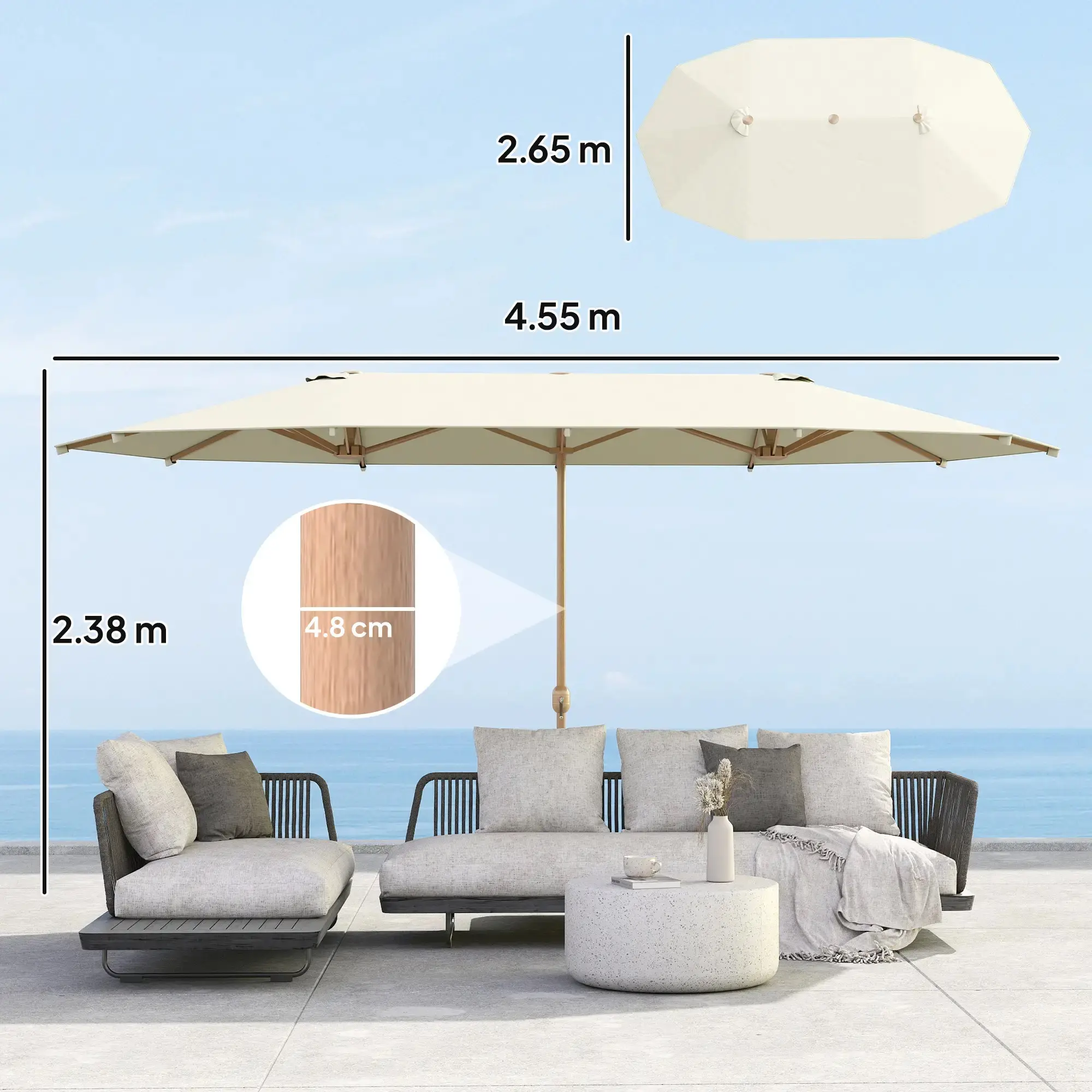 Umbrela de soare Outsunny 84D-344V00BG (Beige) - 3