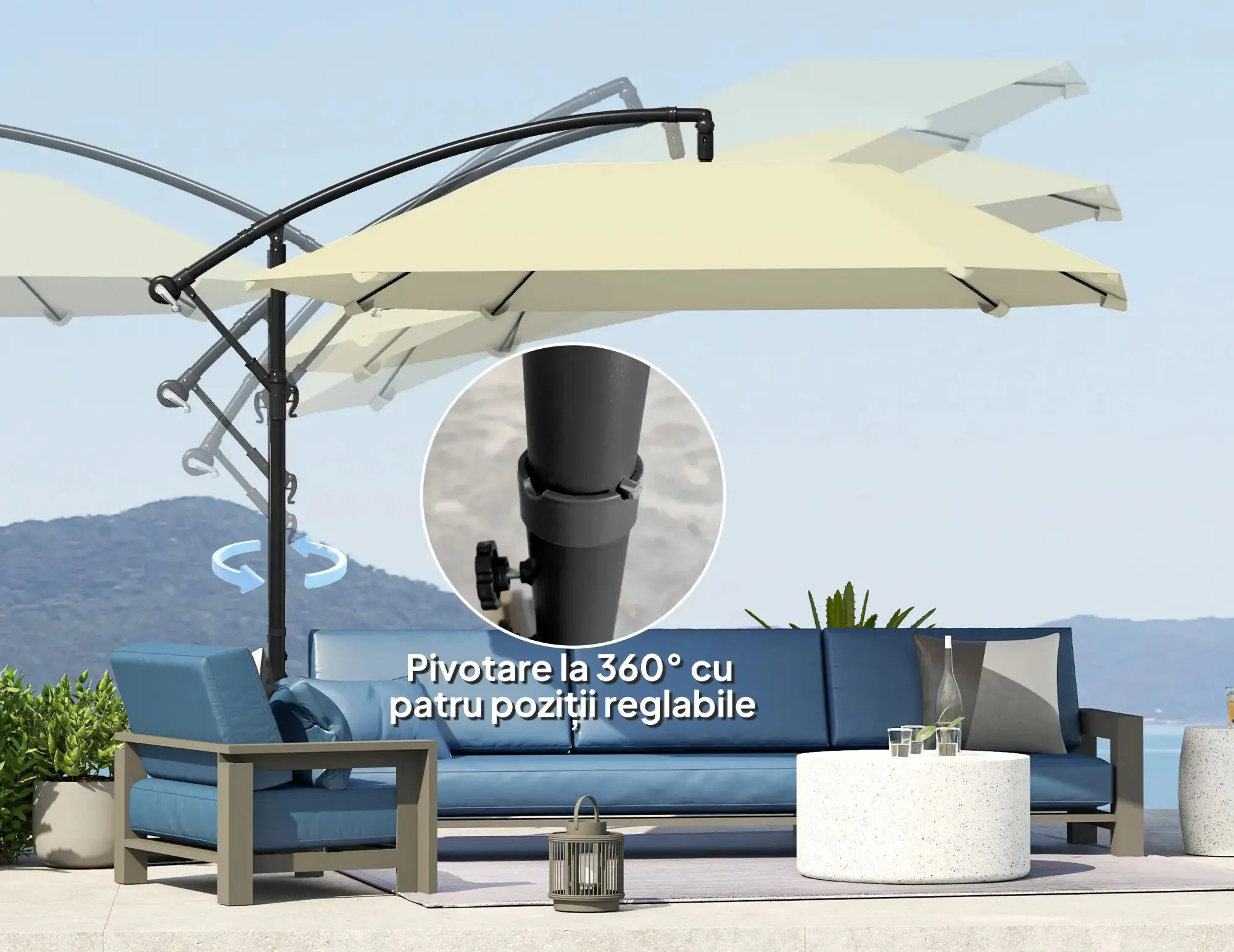 Зонт от солнца Outsunny 84D-392V00CW (Cream) - 3