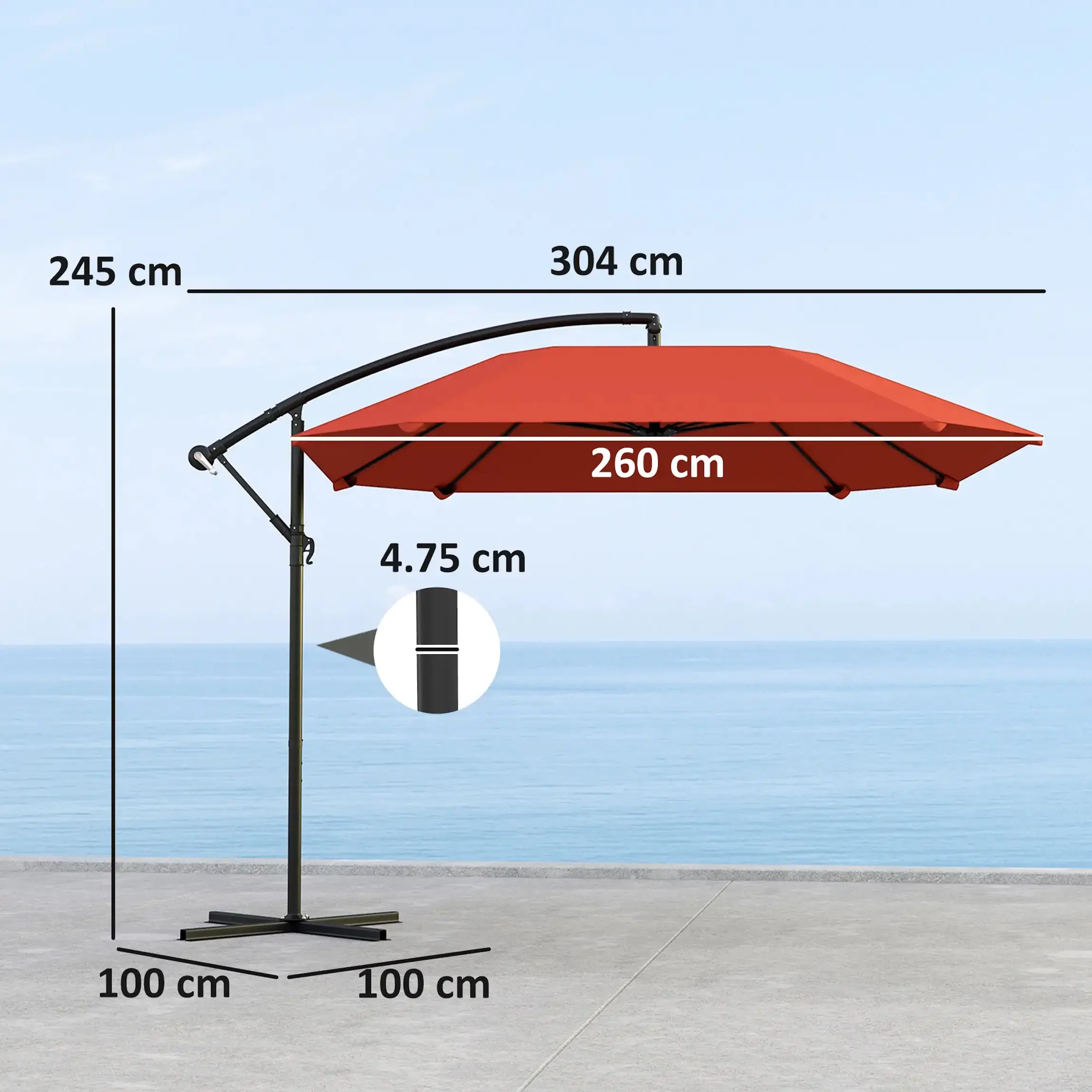 Umbrela de soare Outsunny 84D-392V00TE (Brown) - 4