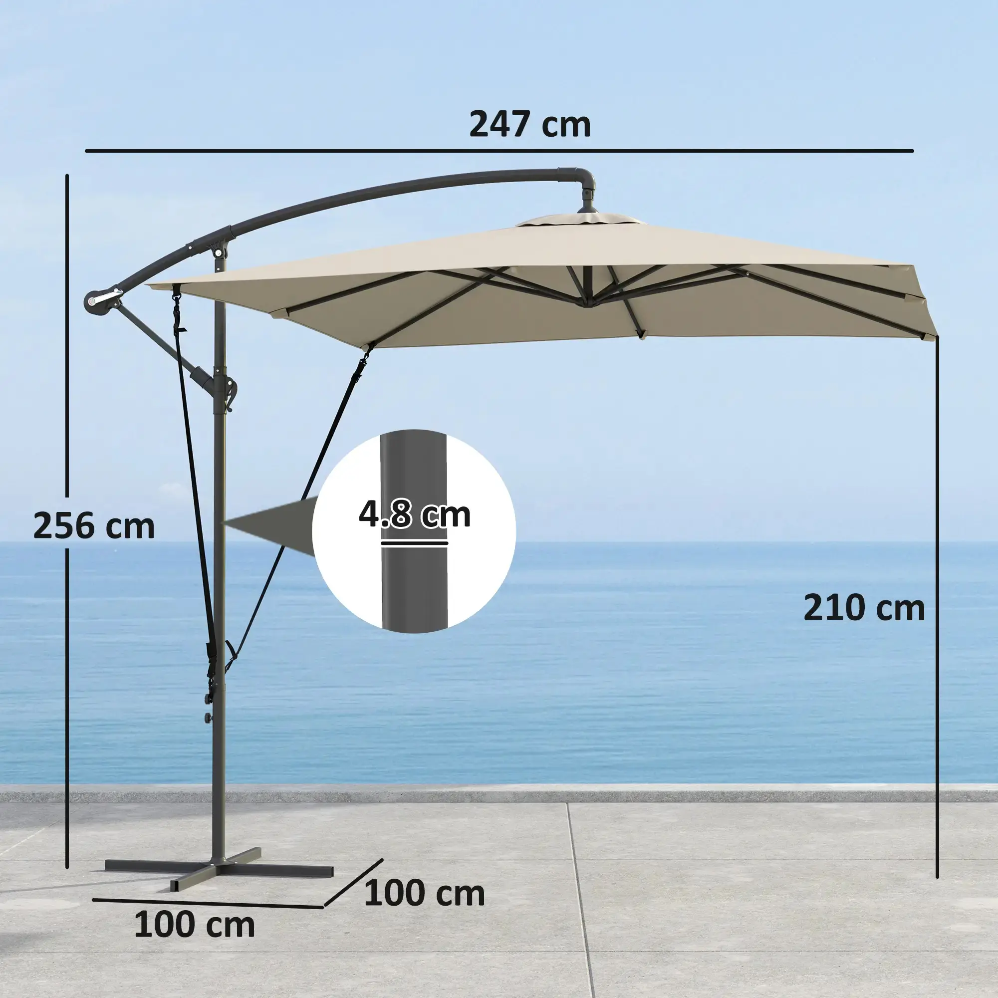 Зонт от солнца Outsunny 84D-396V00KK (Khaki) - 4