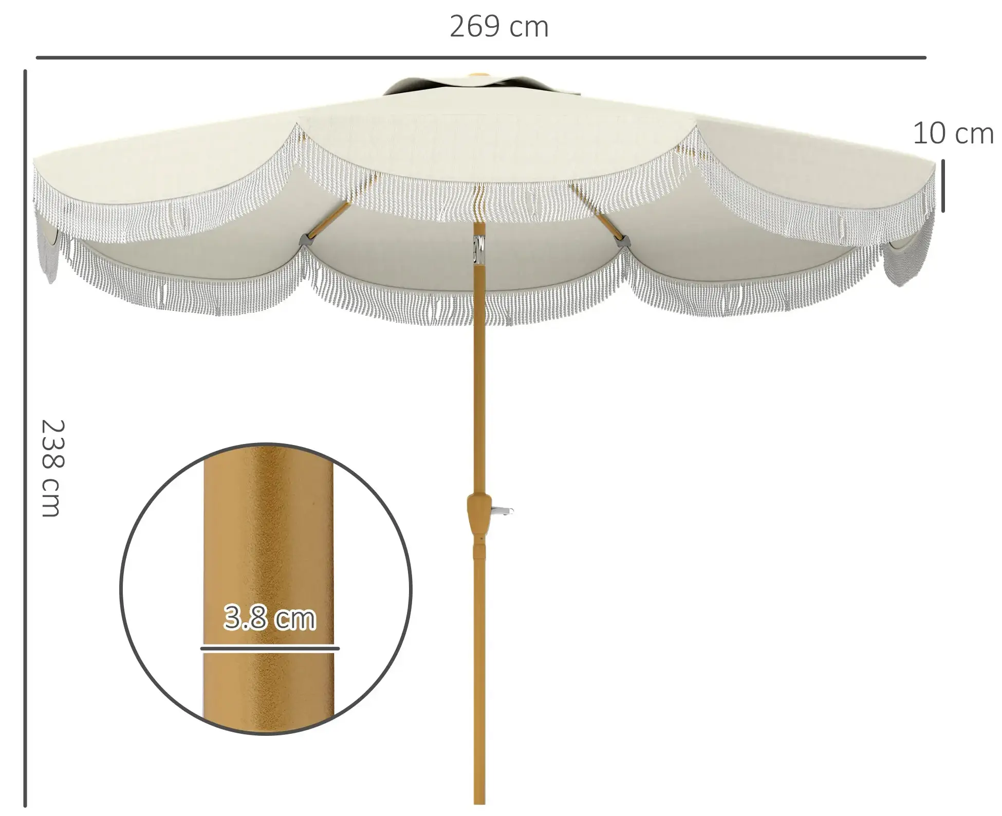 Зонт от солнца Outsunny 84D-397V00BG (Beige) - 3