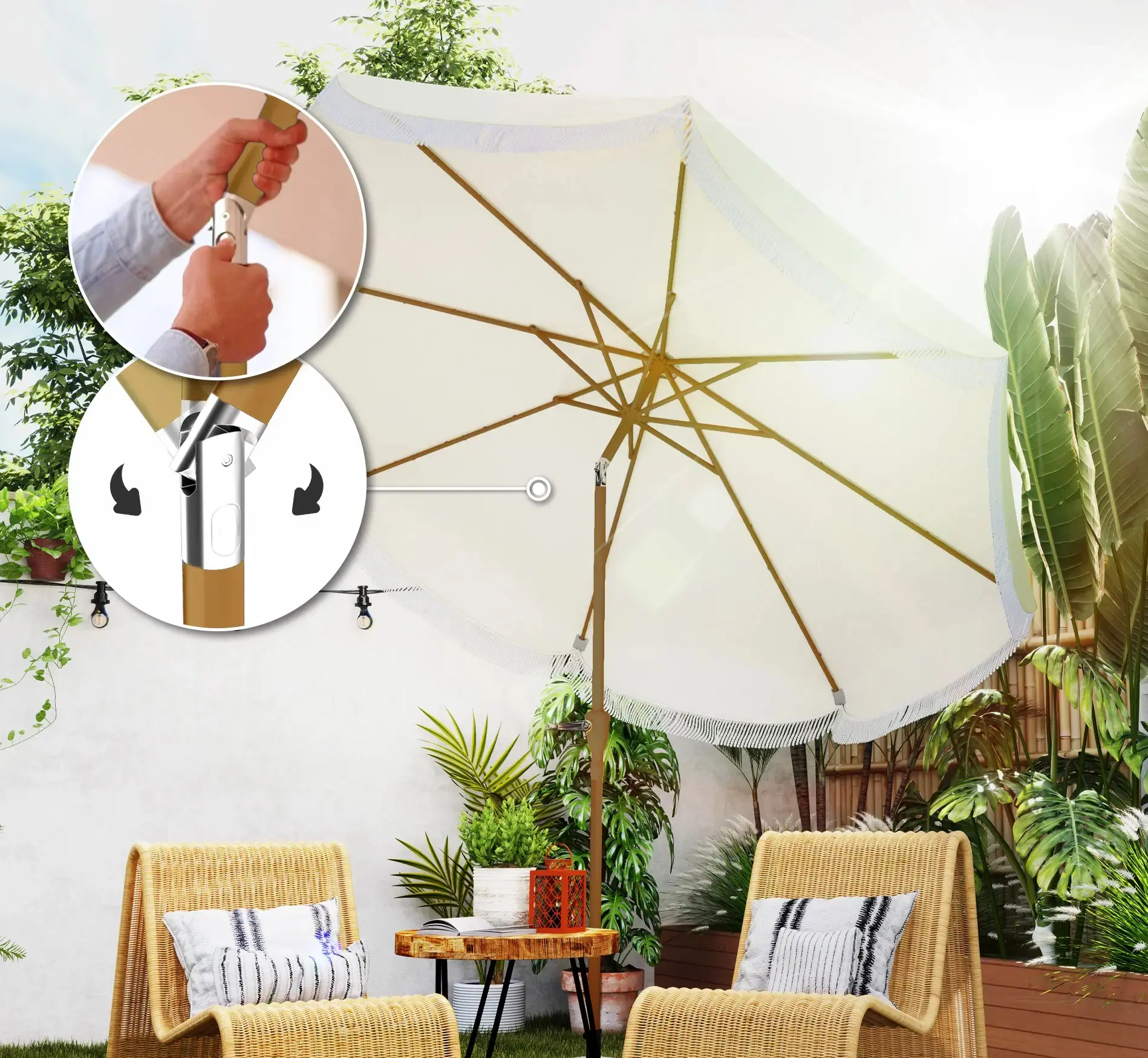 Зонт от солнца Outsunny 84D-397V00BG (Beige) - 4