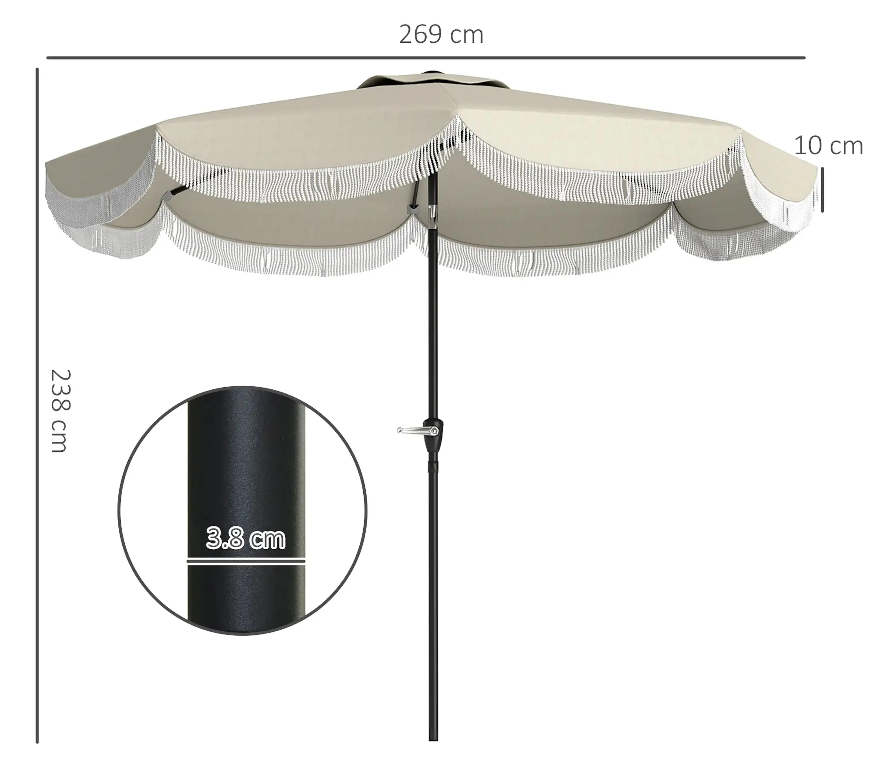 Umbrela de soare Outsunny 84D-397V00LG (Light Grey) - 4