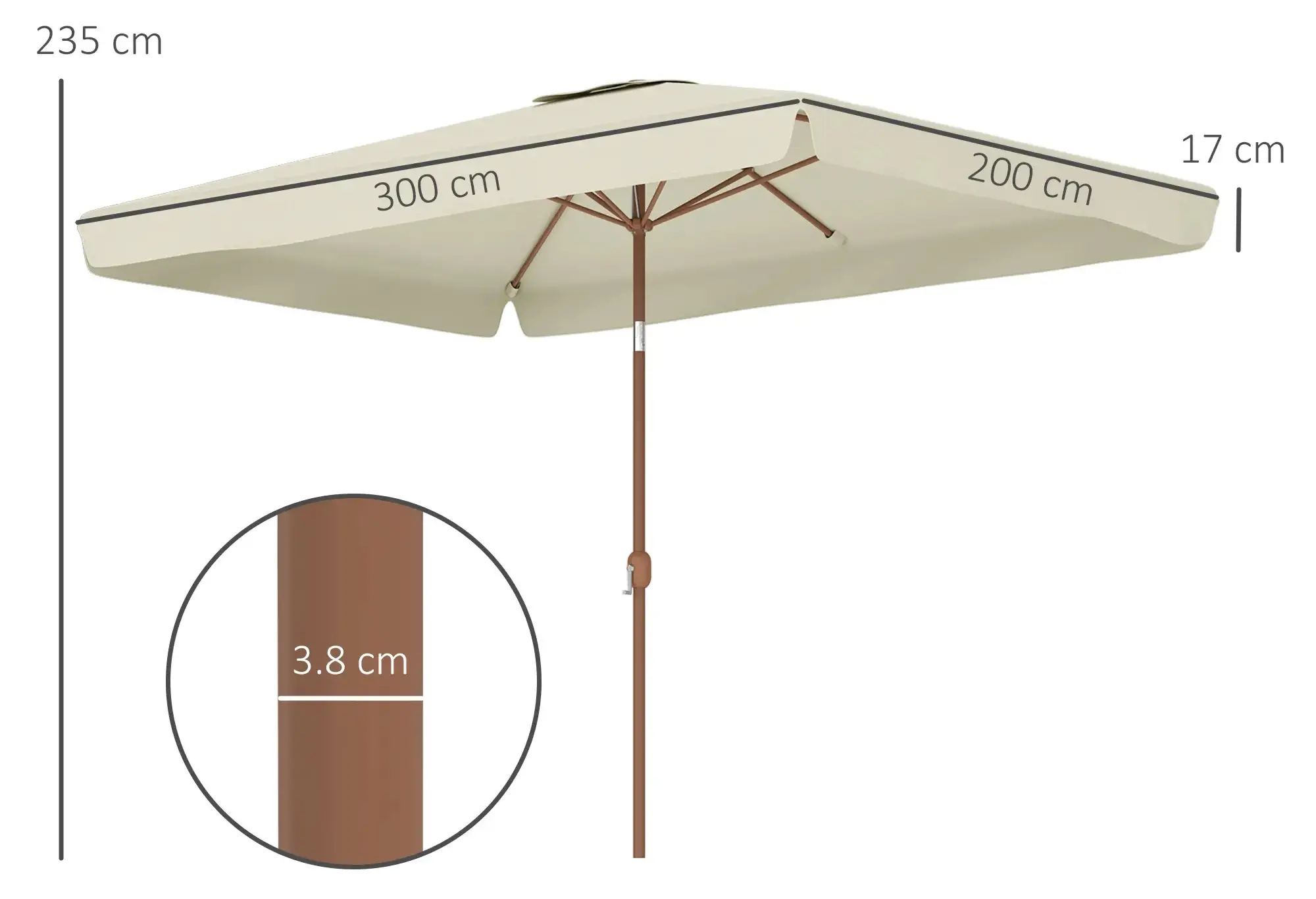 Зонт от солнца Outsunny 84D-420V00BG (Beige)