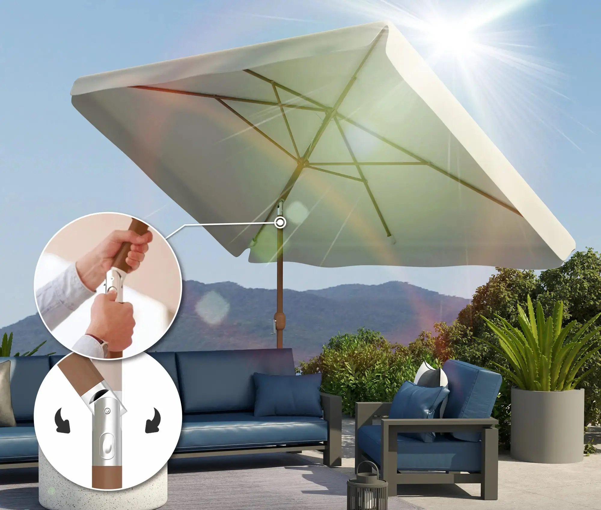 Зонт от солнца Outsunny 84D-420V00CW (Cream White) - 4