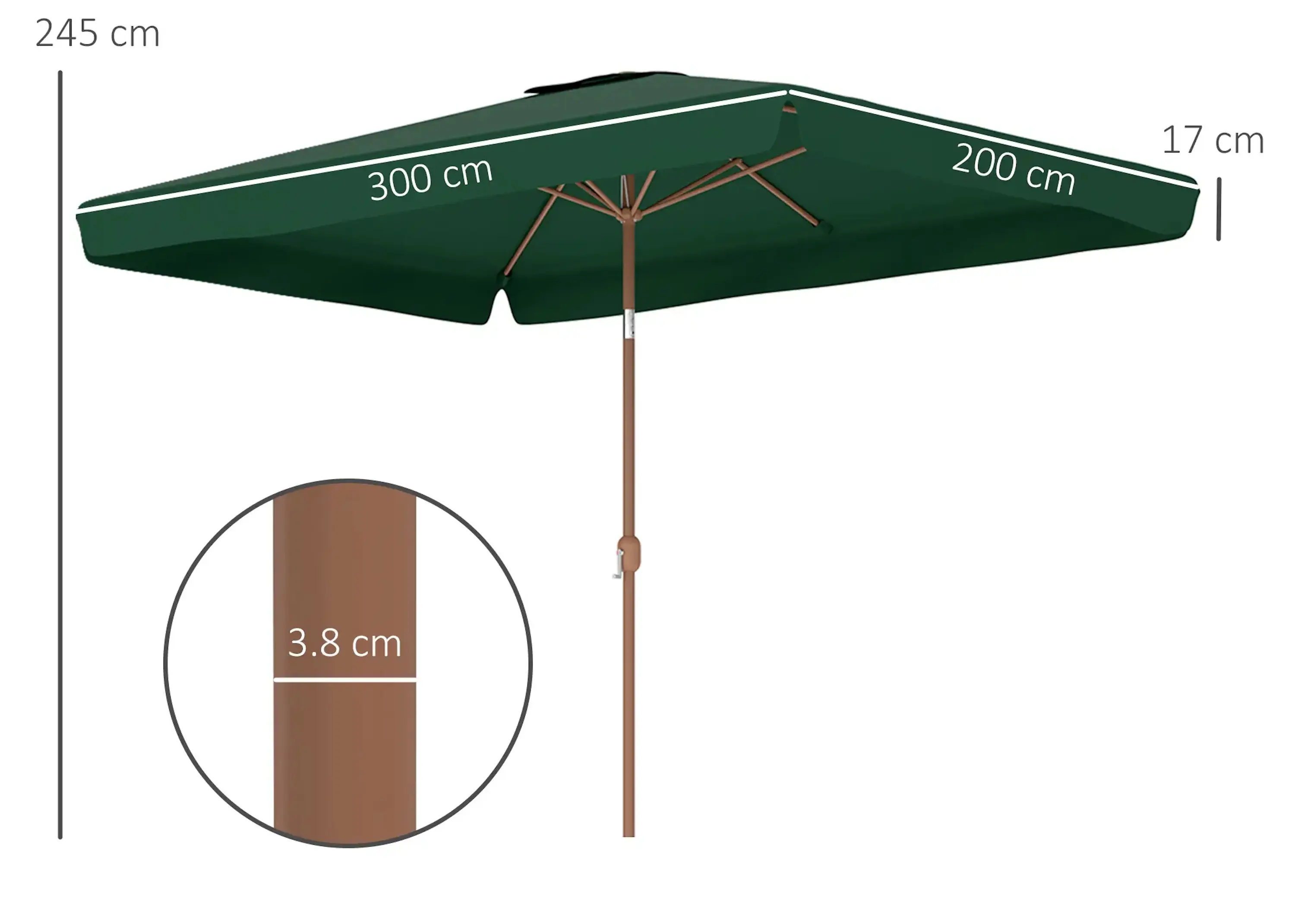 Umbrela de soare Outsunny 84D-420V00DG (Dark Green) - 5