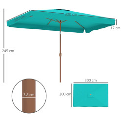 Umbrela de soare Outsunny 84D-420V00TU (Turquoise) Thumb