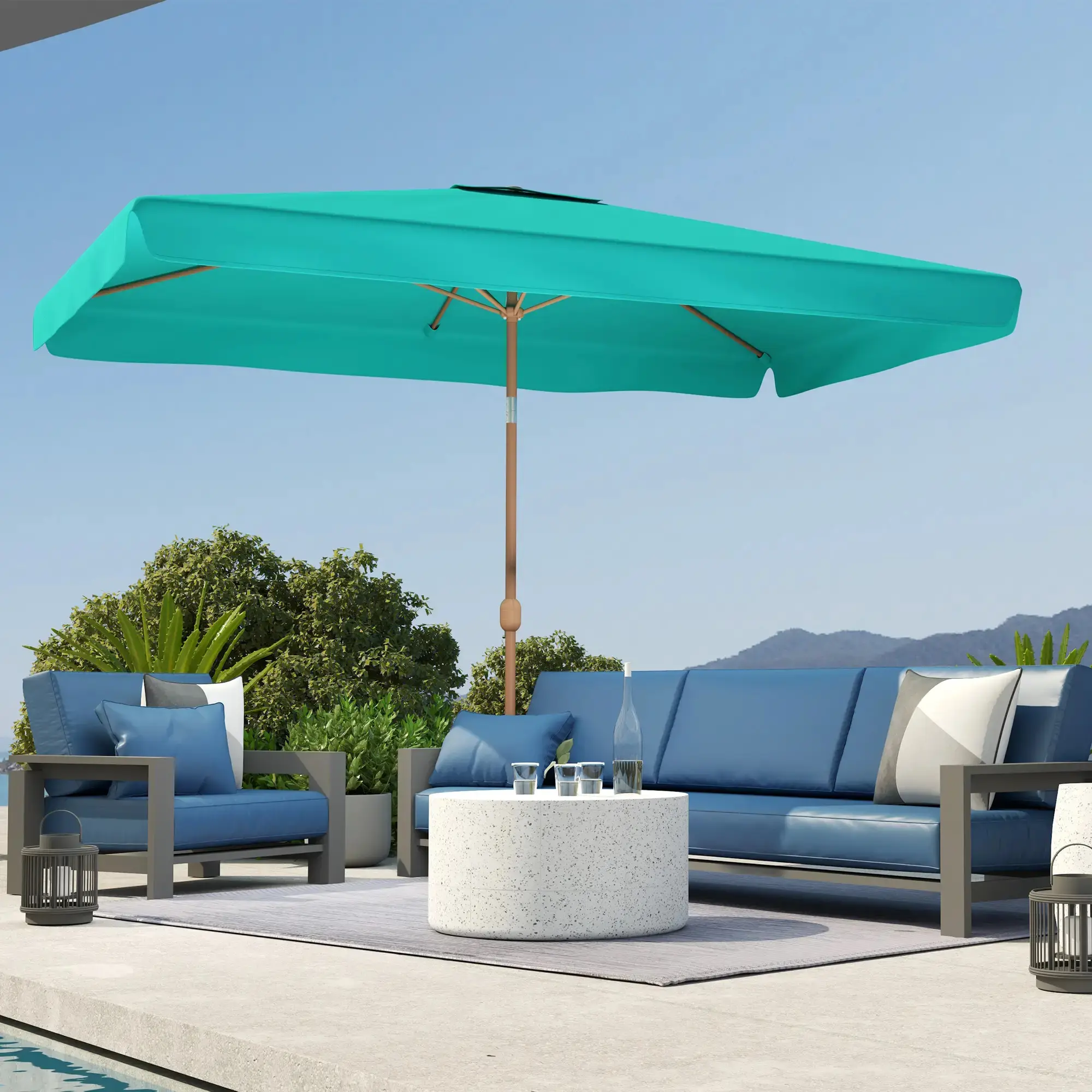 Umbrela de soare Outsunny 84D-420V00TU (Turquoise) - 7