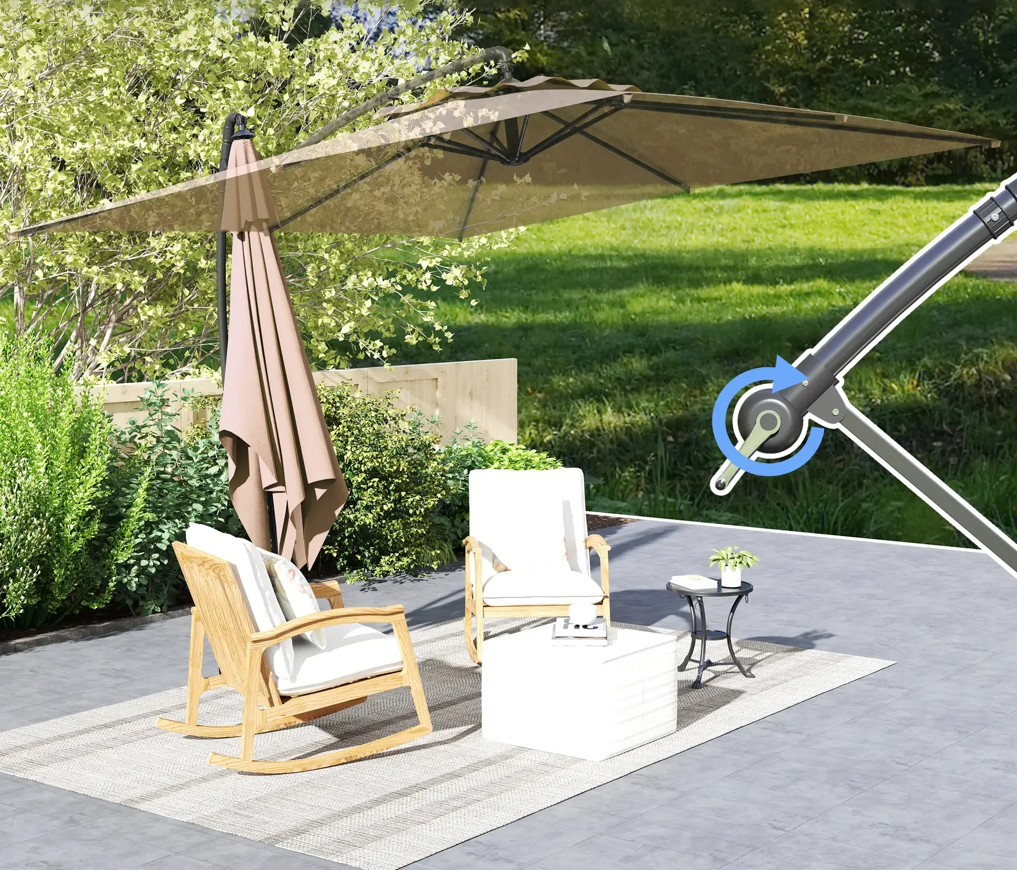 Зонт от солнца Outsunny 84D-423V00KK (Khaki) - 5