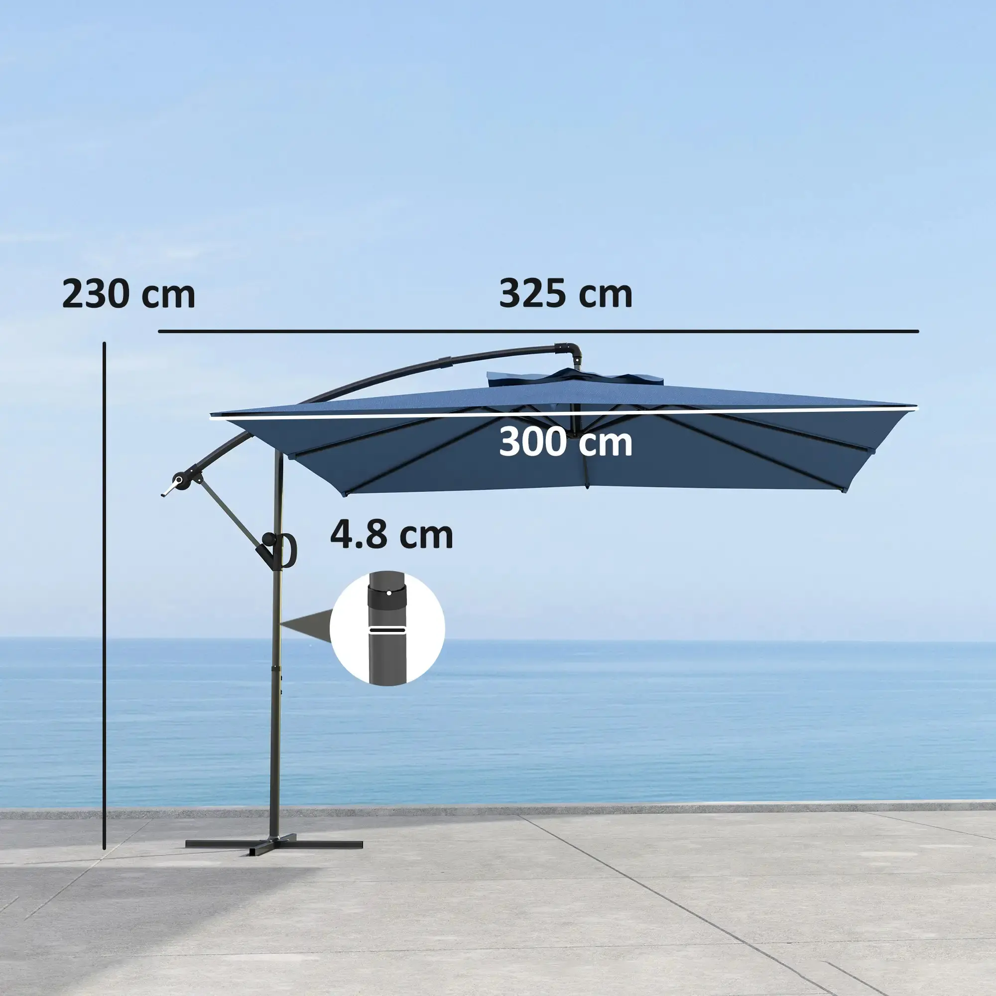 Зонт от солнца Outsunny 84D-423V00LB (Blue) - 4