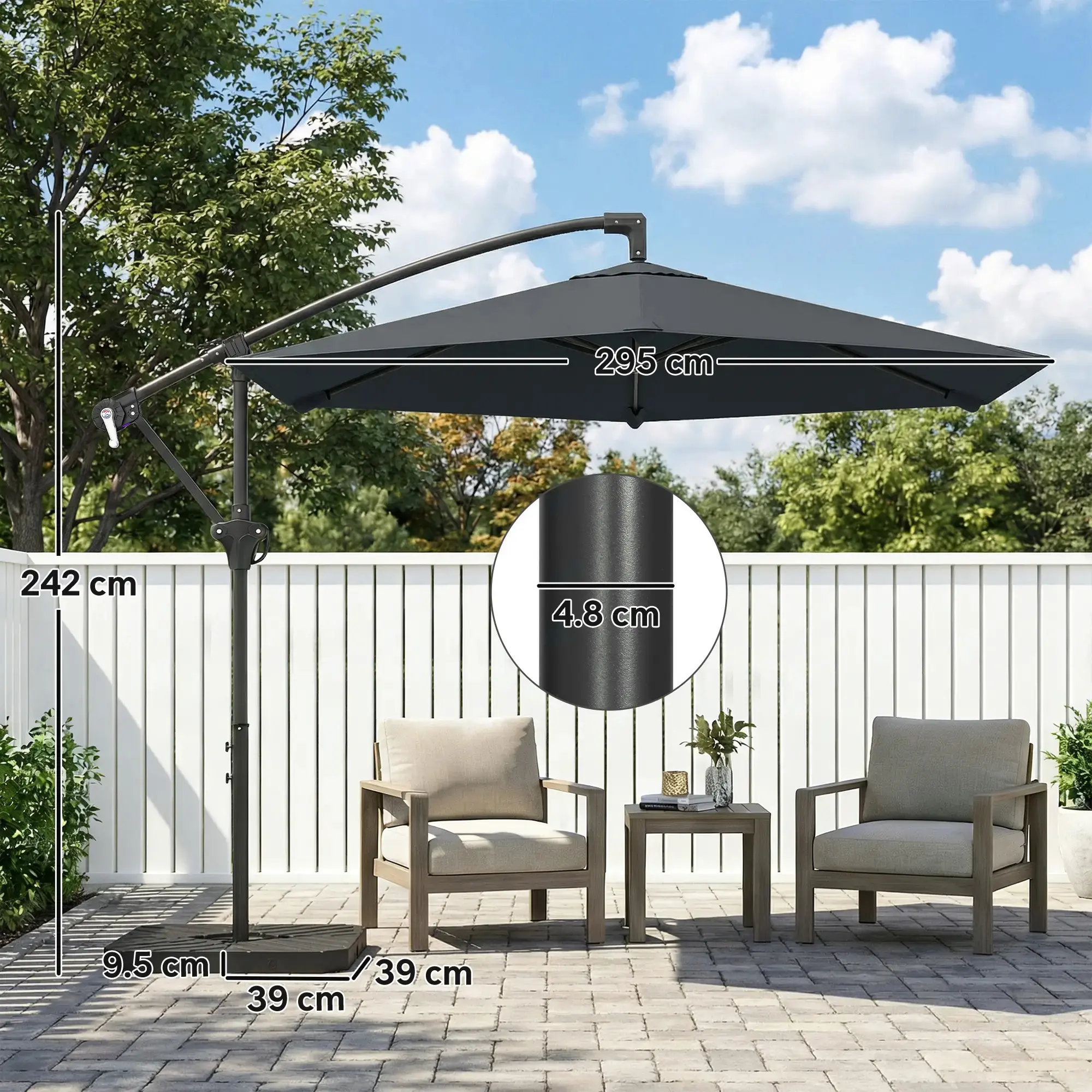 Umbrela de soare Outsunny 84D-494V00CG (Dark Grey) - 4
