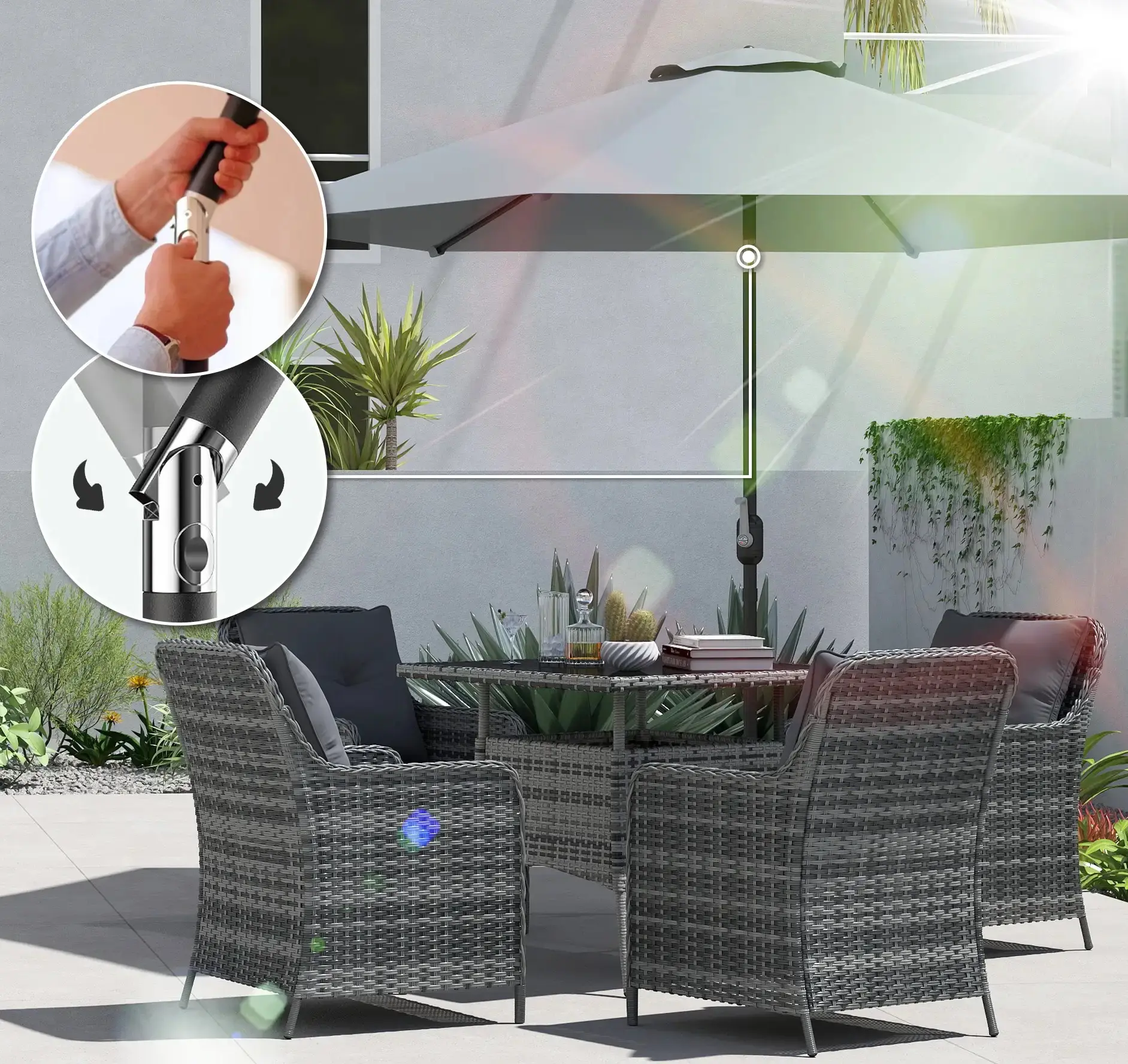 Зонт от солнца Outsunny 84D-499V00GY (Grey) - 3