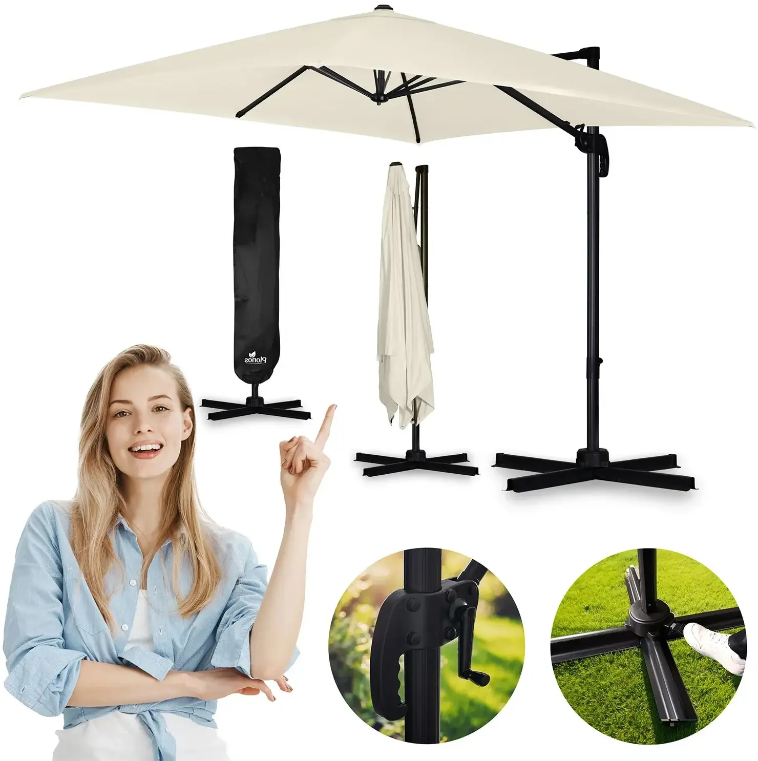 Зонт от солнца Plonos PL-883 488301 (Beige/Black) - 3
