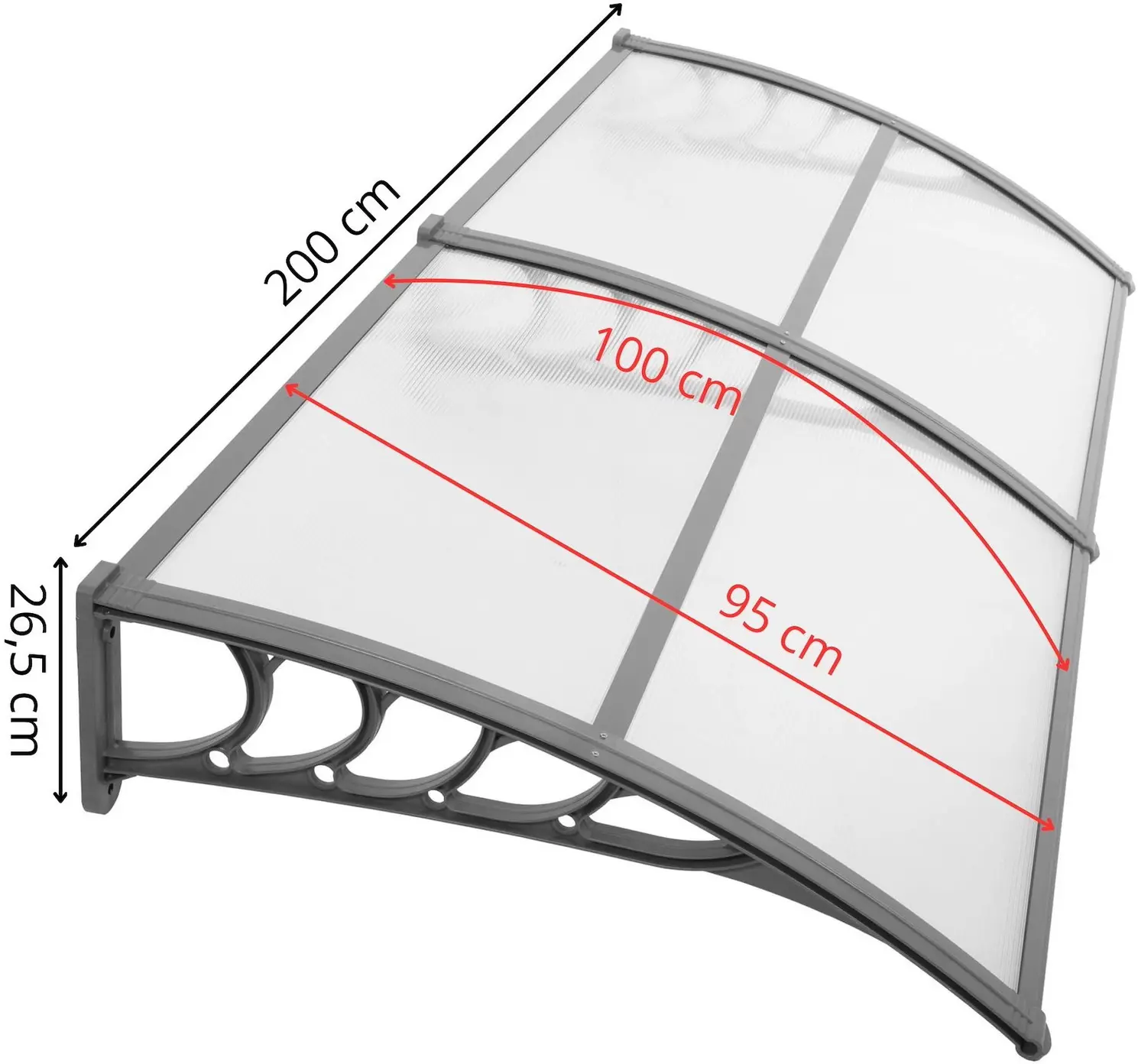 Маркиза Springos Polyroof HA7479 (Transparent/Grey) - 6