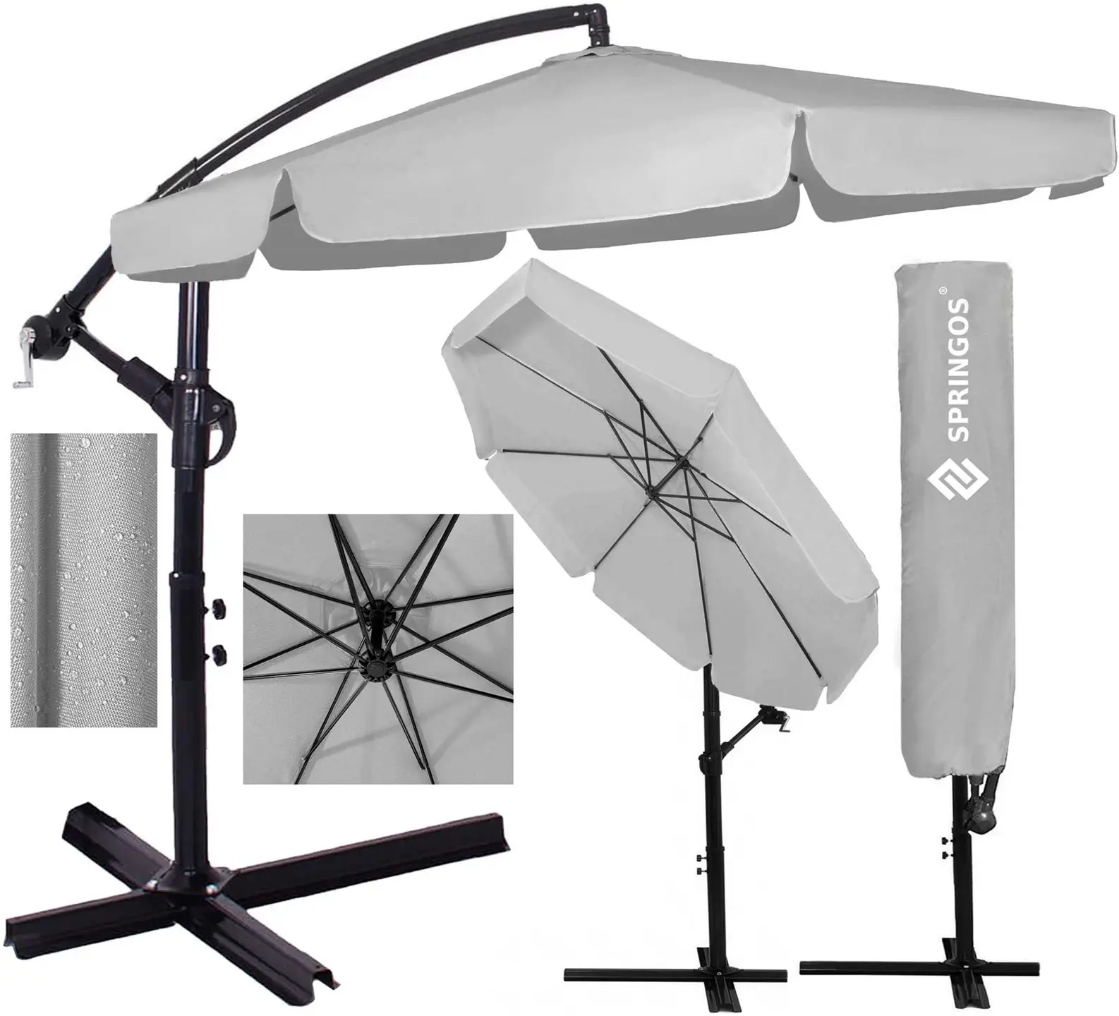 Umbrela de soare Springos Casablanca GU0042 (Light Gray) - 4