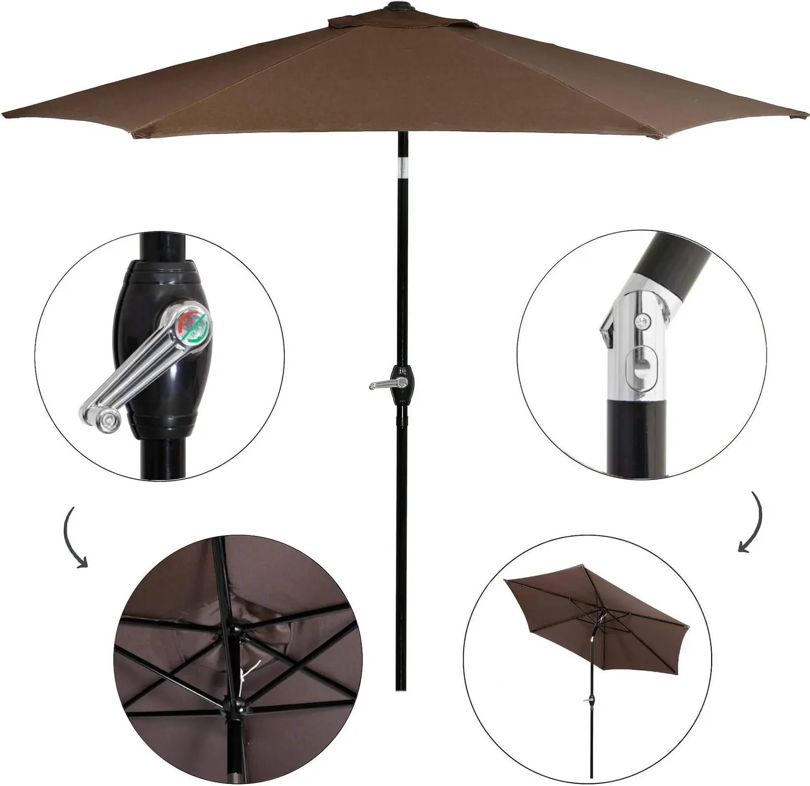 Зонт от солнца Springos Sunny GU0023 (Brown) - 5