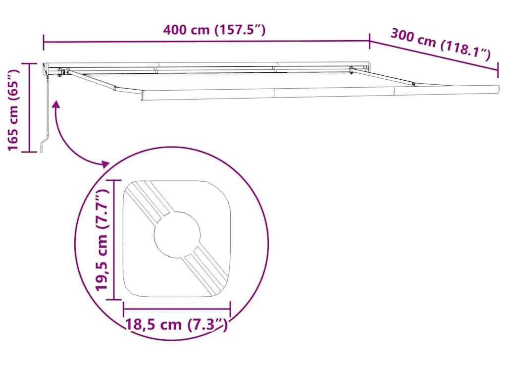 Маркиза выдвижная VidaXL 3215315 400x300 (Burgundy) - 8