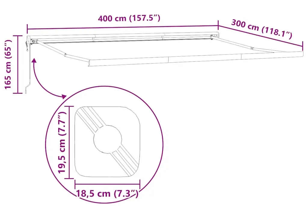 Маркиза выдвижная VidaXL 3215325 400x300 (Burgundy) - 9