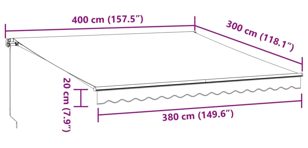 Copertina retractabila VidaXL 3310187 LED 400x300 (Burgundy) - 9