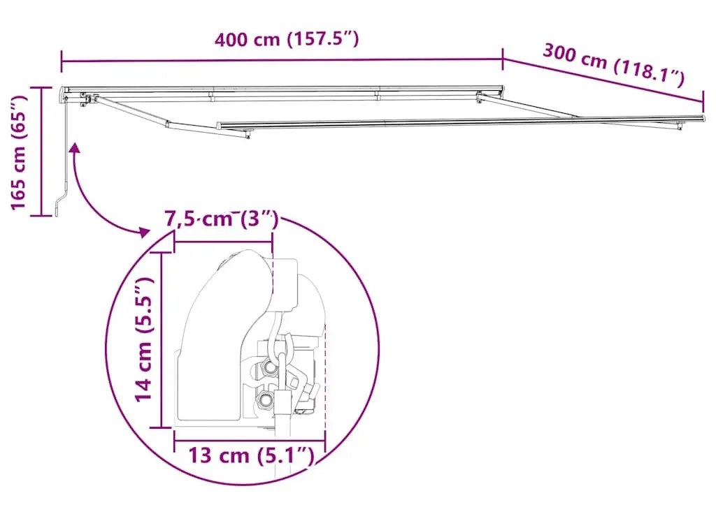 Copertina retractabila VidaXL 3310230 400x300 (Anthracite/White) - 7
