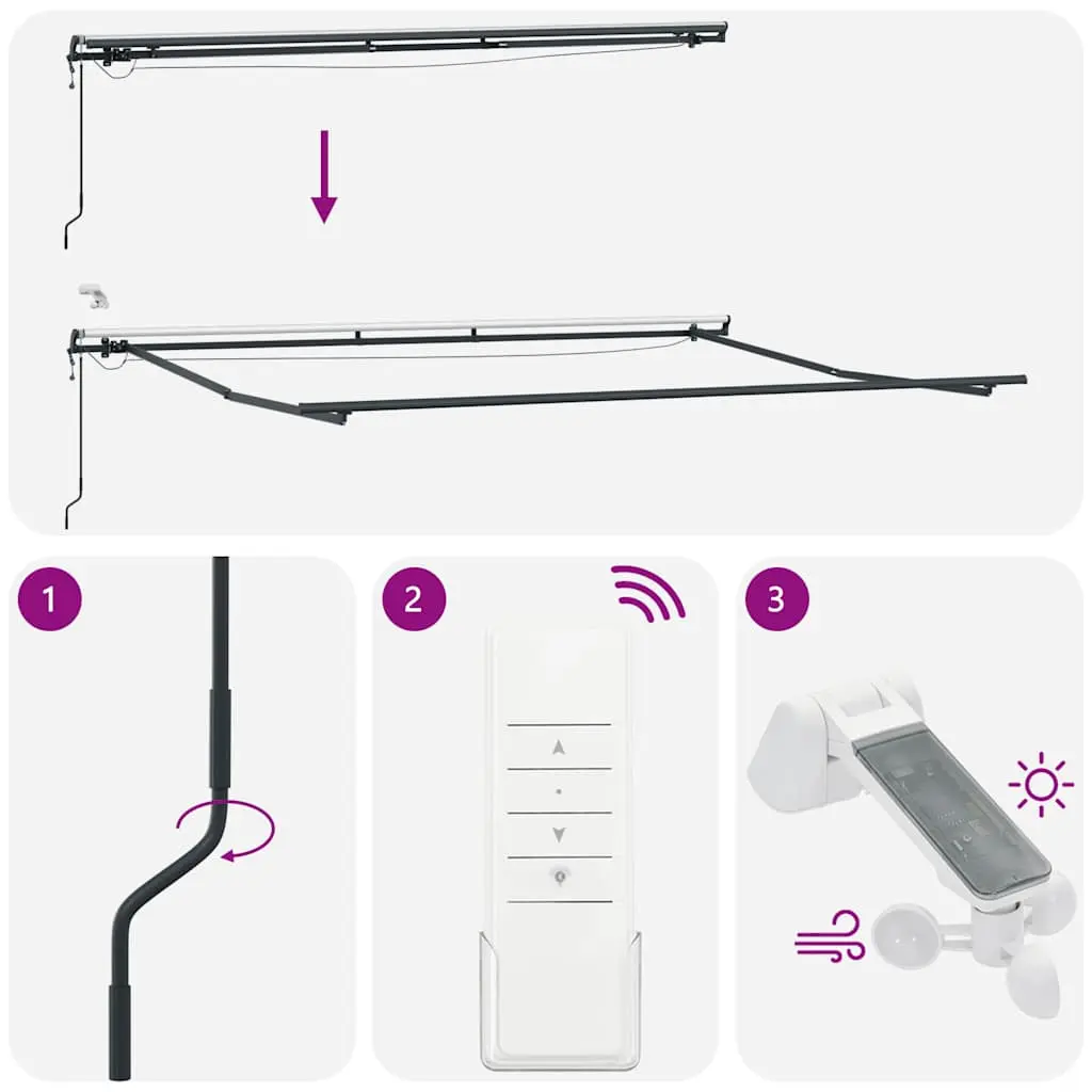 Маркиза выдвижная VidaXL 3310236 LED (Anthracite/White) - 7