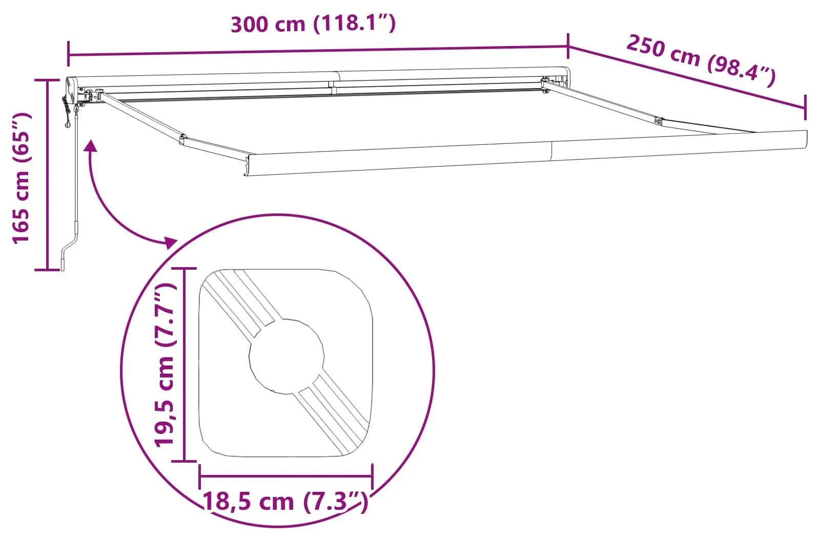 Copertina retractabila VidaXL 3330082 300x250 (White)
