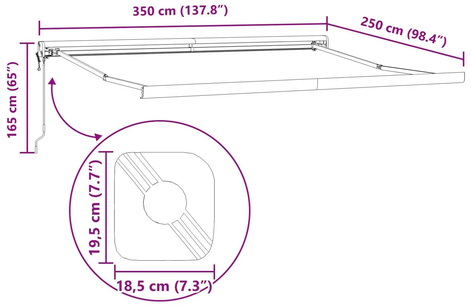 Copertina retractabila VidaXL 3330280 350x250 (Red/White)