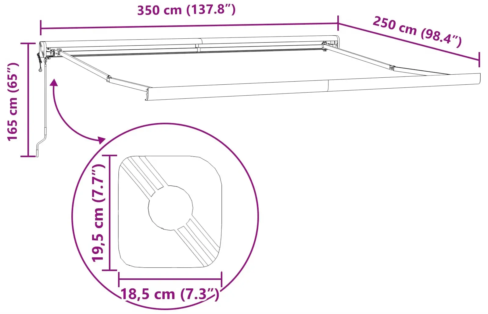Copertina retractabila VidaXL 3330300 350x250 (Orange/Grey) - 9