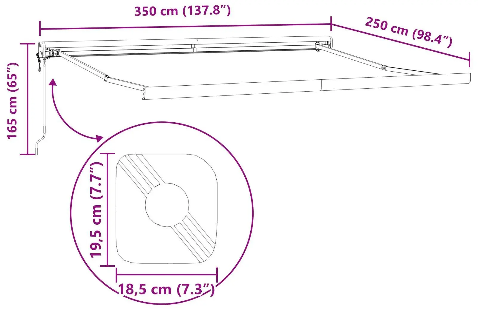 Маркиза выдвижная VidaXL 3330316 350x250 (Yellow/Grey)
