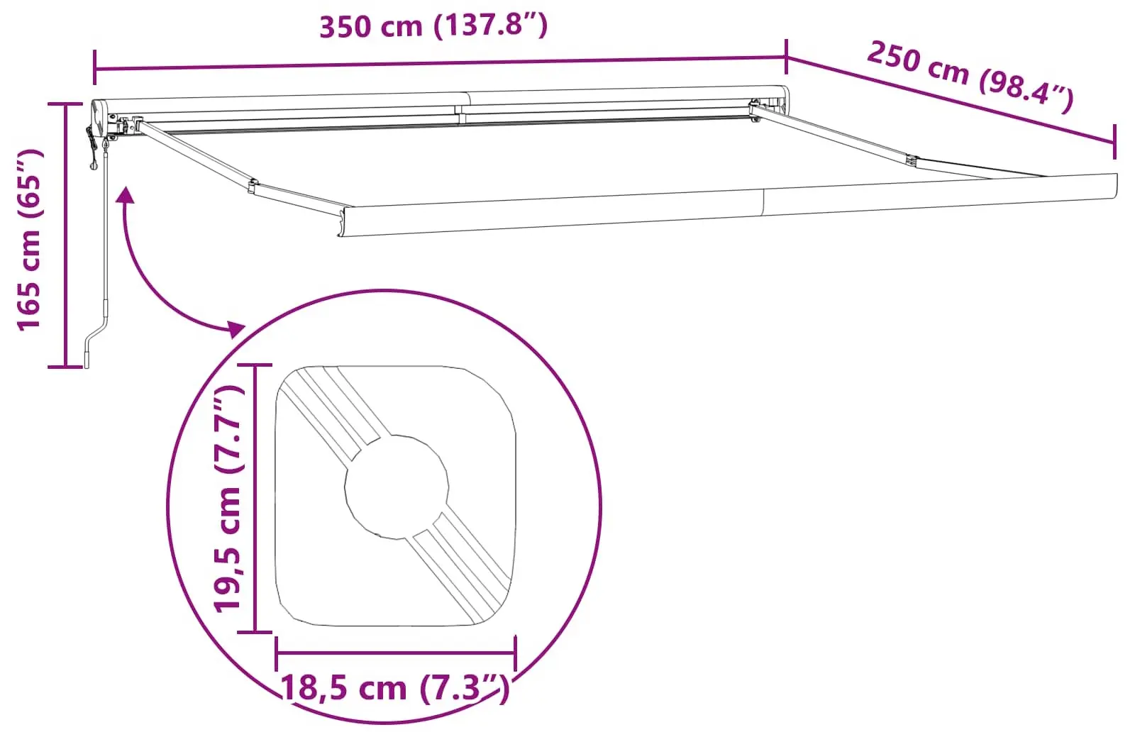 Copertina retractabila VidaXL 3330334 350x250 (Black) - 6