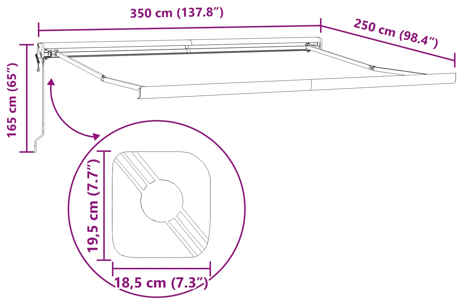 Copertina retractabila VidaXL 3330336 350x250 (Black) - 9