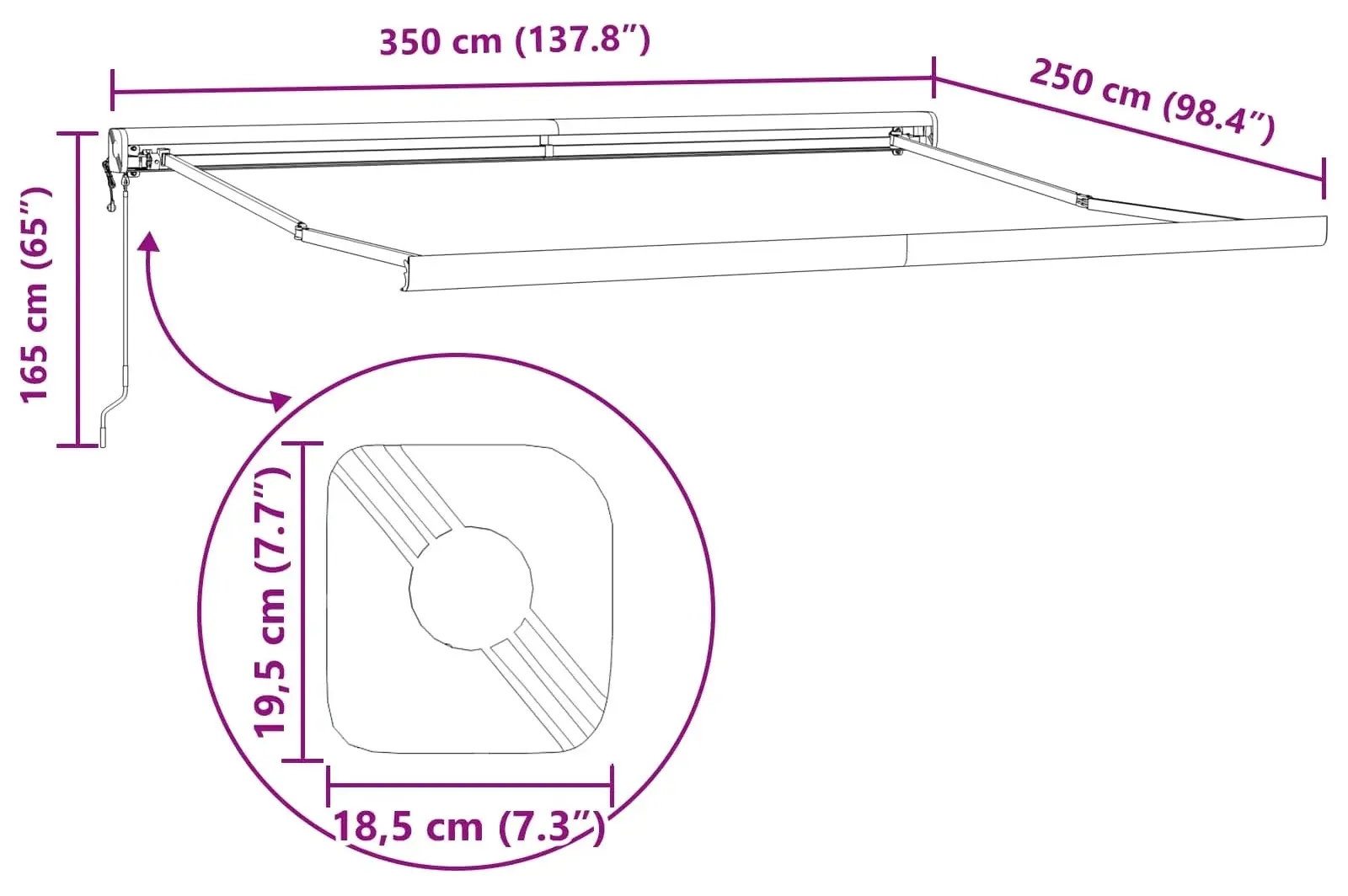 Маркиза выдвижная VidaXL 3330370 (White) - 7