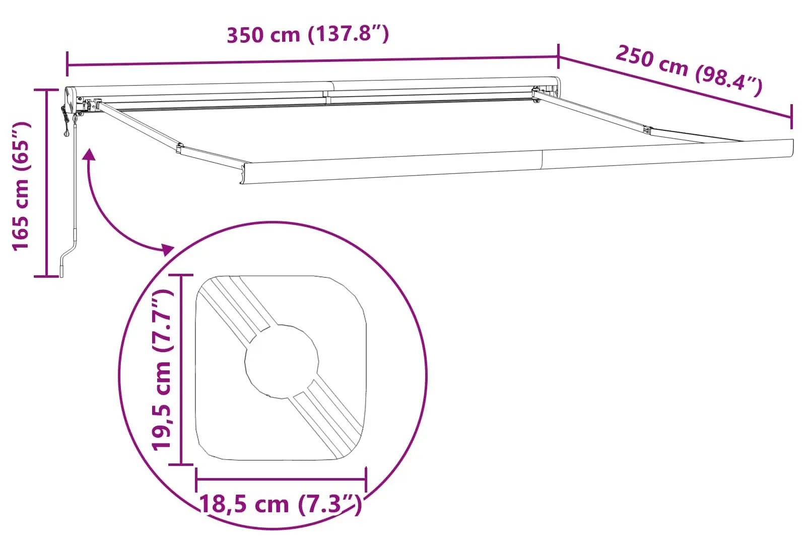 Copertina retractabila VidaXL 3330390 (Light Grey) - 7