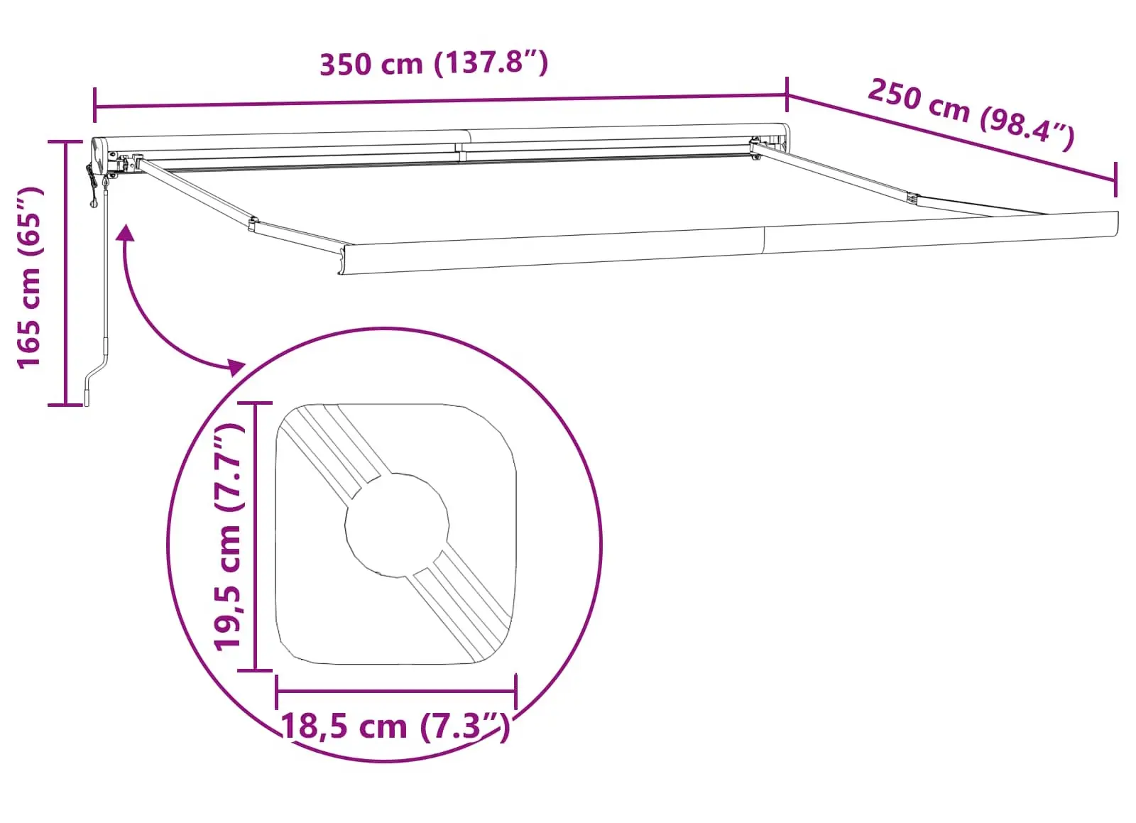 Маркиза выдвижная VidaXL 3330442 350x250 (Red) - 5