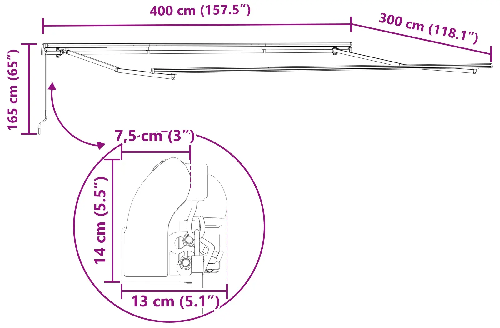 Copertina retractabila VidaXL 3330591 (Black) - 7