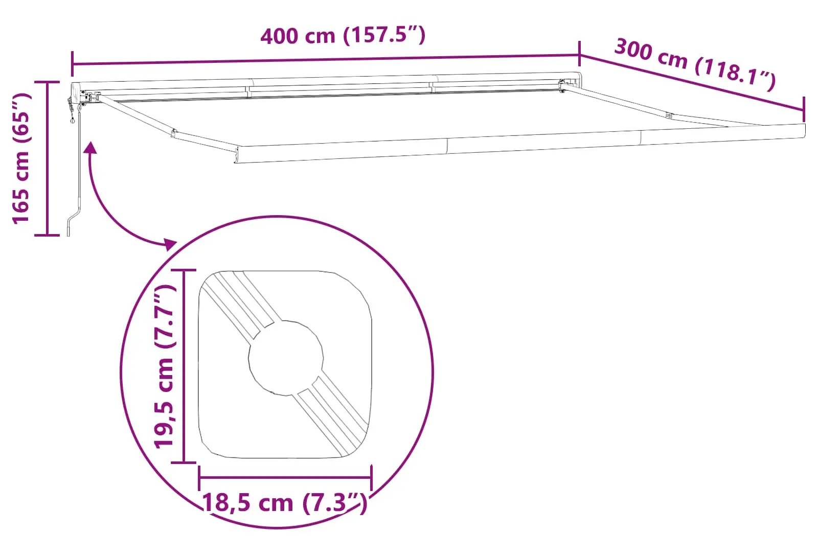 Маркиза выдвижная VidaXL 3330604 (Black) - 6