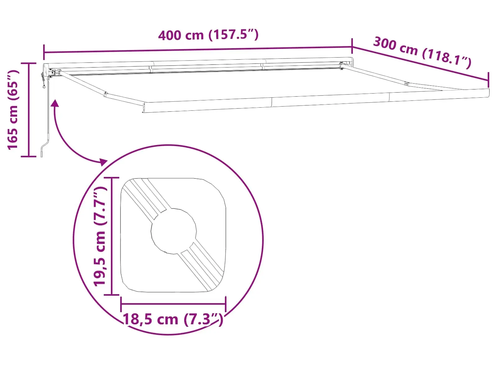 Маркиза выдвижная VidaXL 3330636 (White) - 6