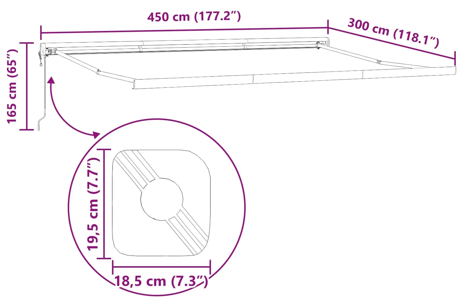 Маркиза выдвижная VidaXL 3330890 (Orange/Brown) - 8