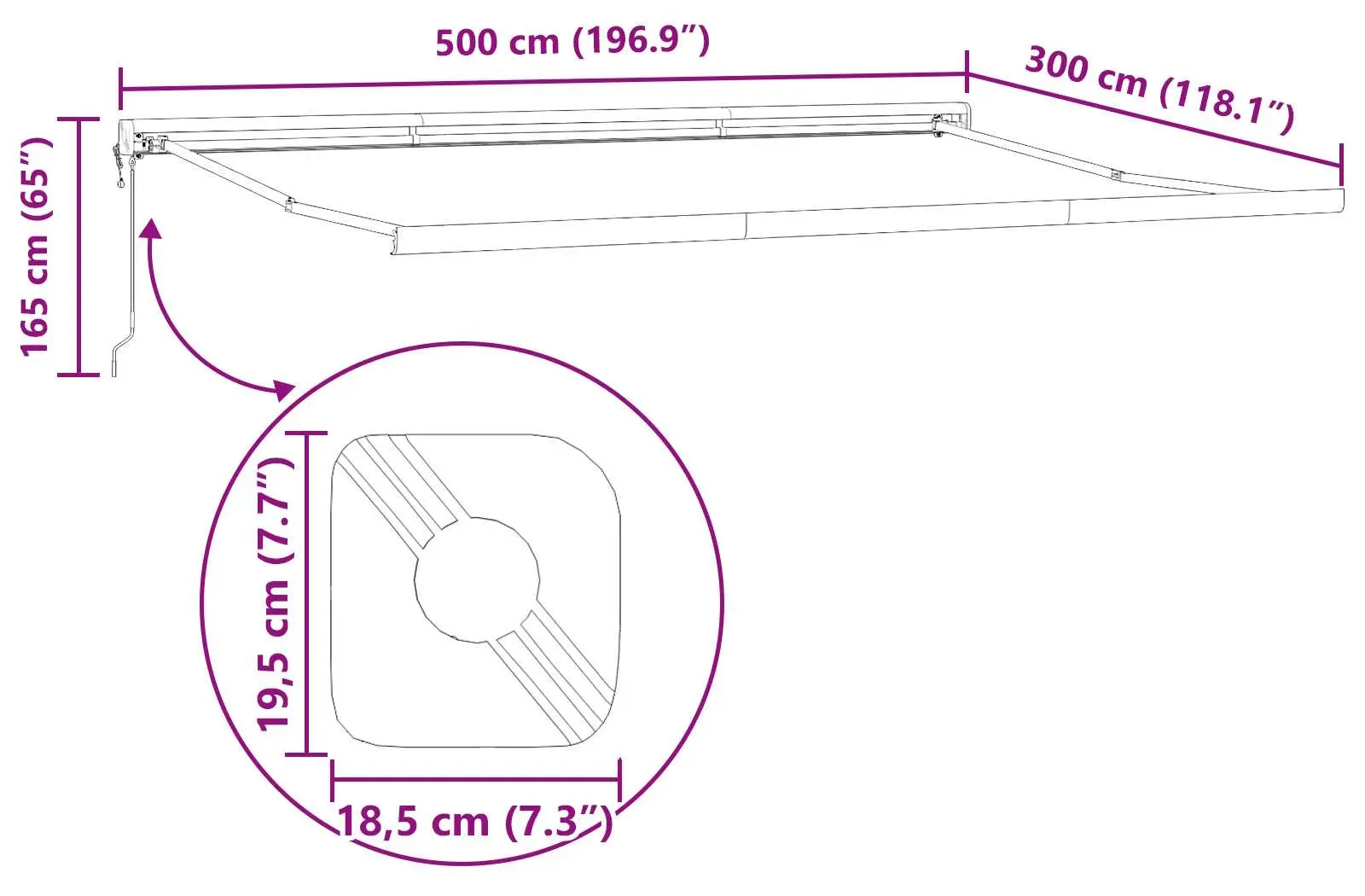 Маркиза выдвижная VidaXL 3331232 500x300 (Orange/Brown) - 9