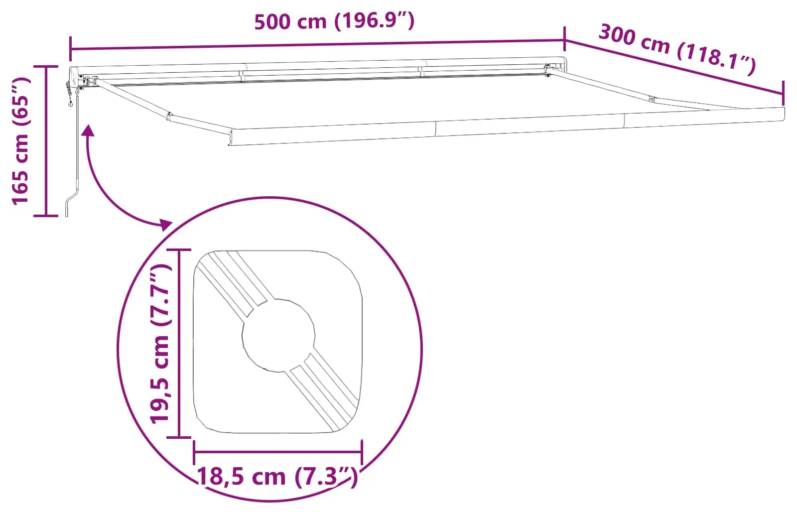 Маркиза выдвижная VidaXL 3331234 500x300 (Orange/Brown) - 10