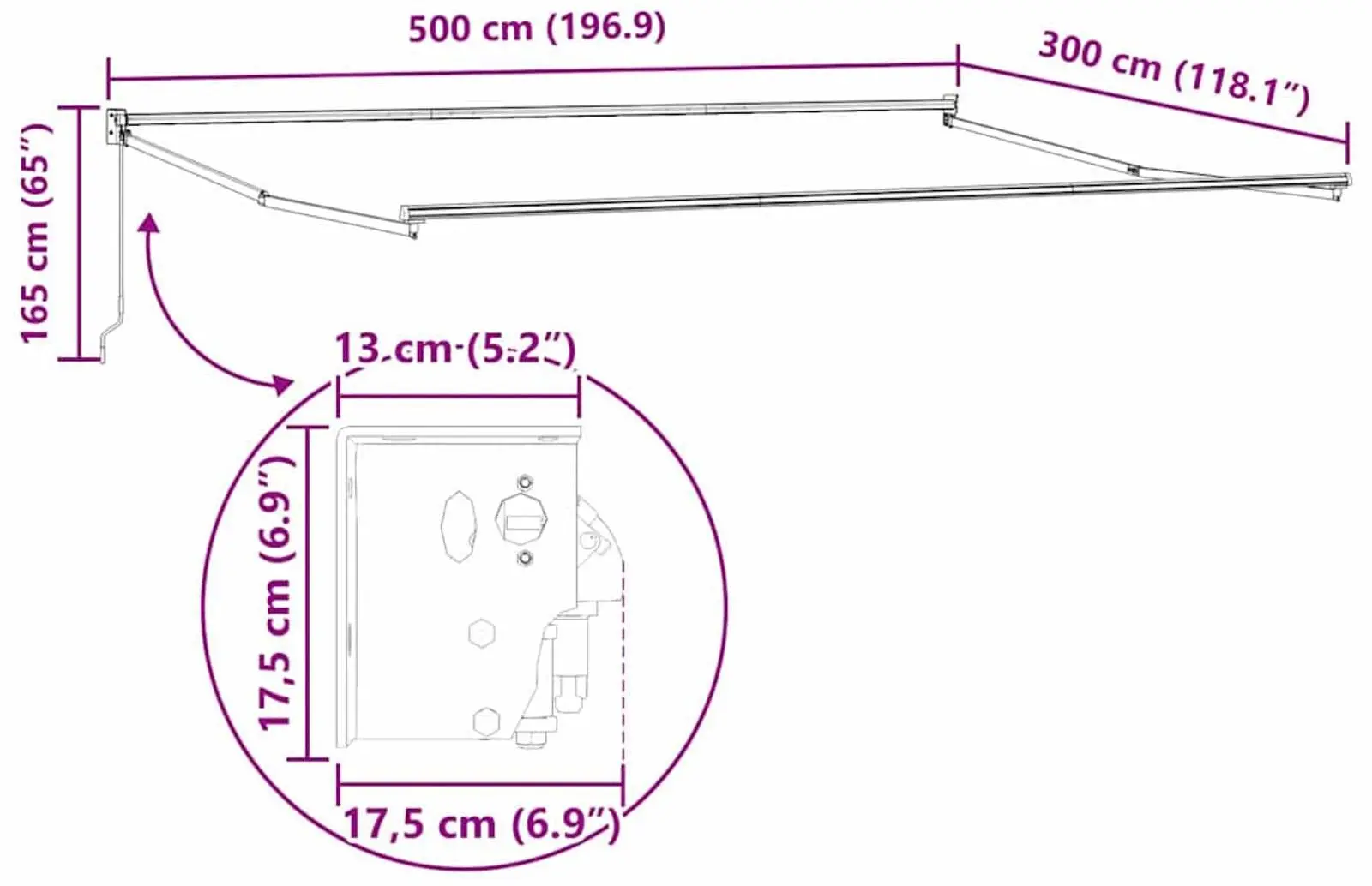 Маркиза выдвижная VidaXL 3331251 500x300 (Yellow/Orange)