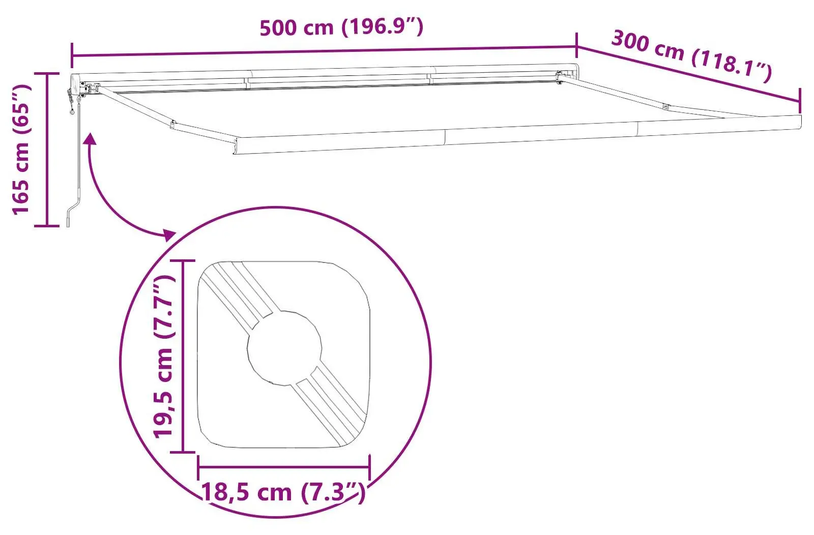 Маркиза выдвижная VidaXL 3331256 (Yellow/Orange) - 5