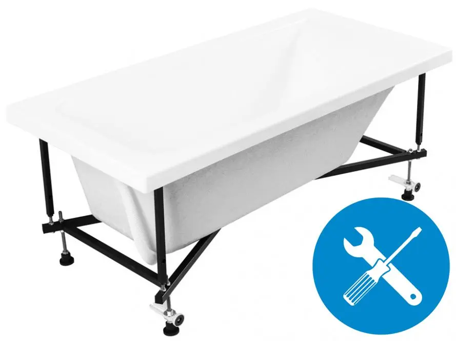 Установка каркаса и ножек для ванны