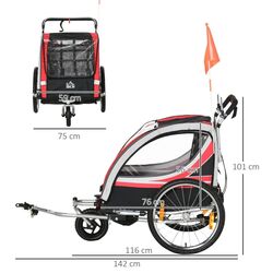 Прицеп велосипедный 2в1 Homcom 440-026RD (Black/Red) Thumb